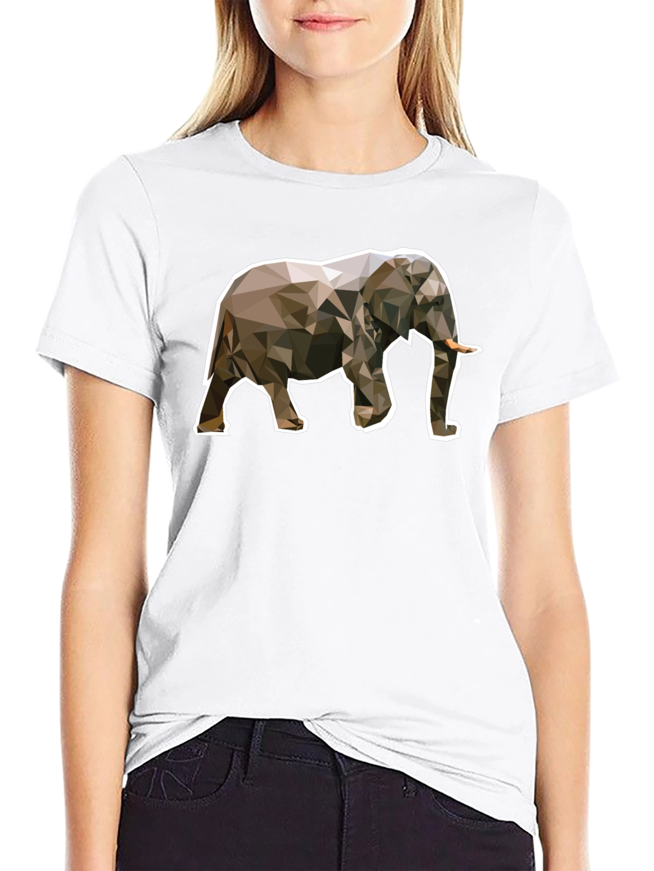 Geometric Elephant Graphic Tee - Unique Black T-Shirt