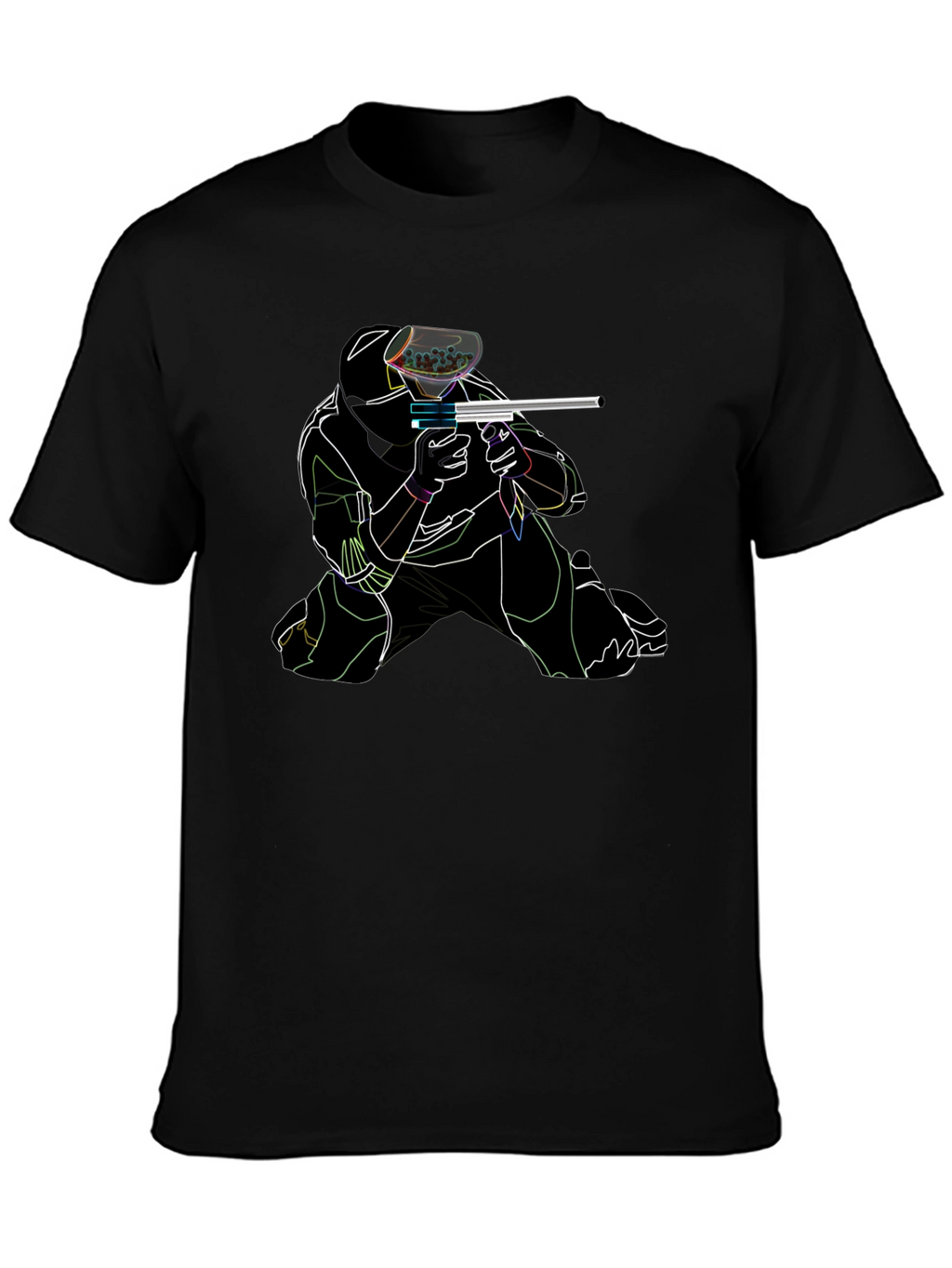 Neon Paintball Player Black T-Shirt