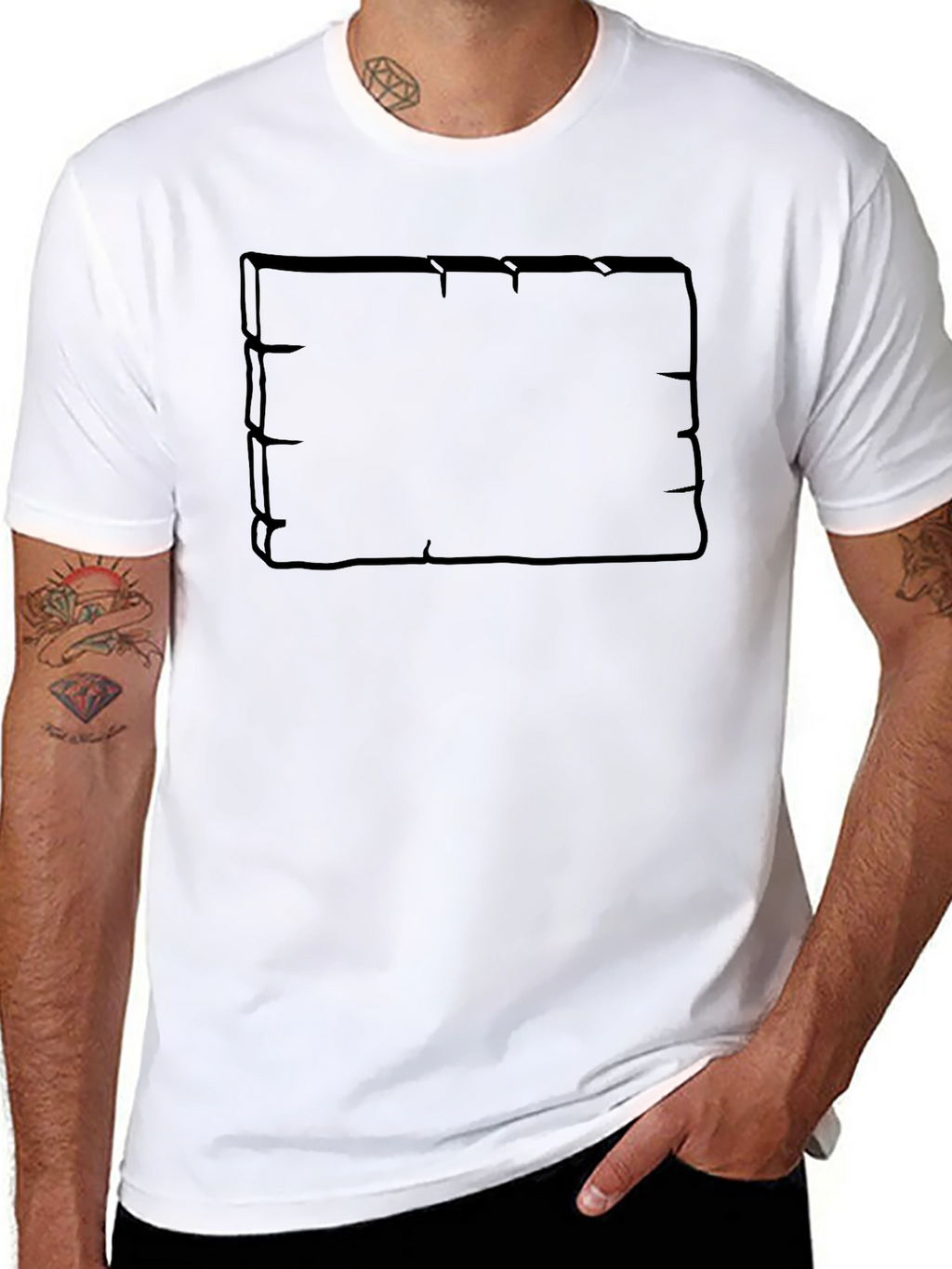 Mens Black Graphic T-Shirt - Wooden Board Design