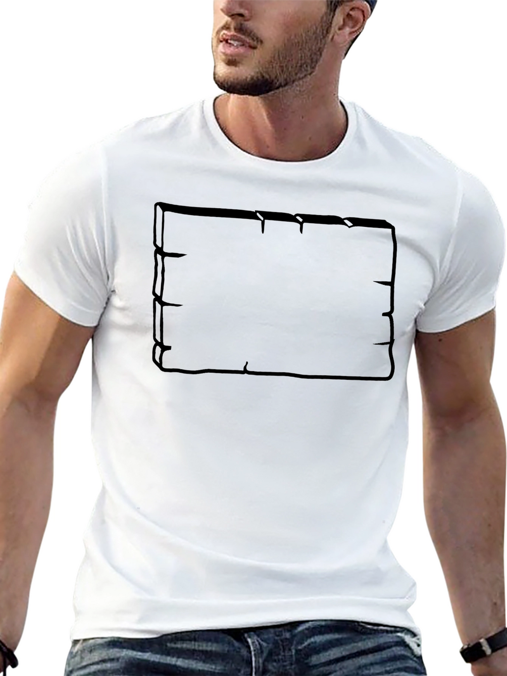 Mens Black Graphic T-Shirt - Wooden Board Design