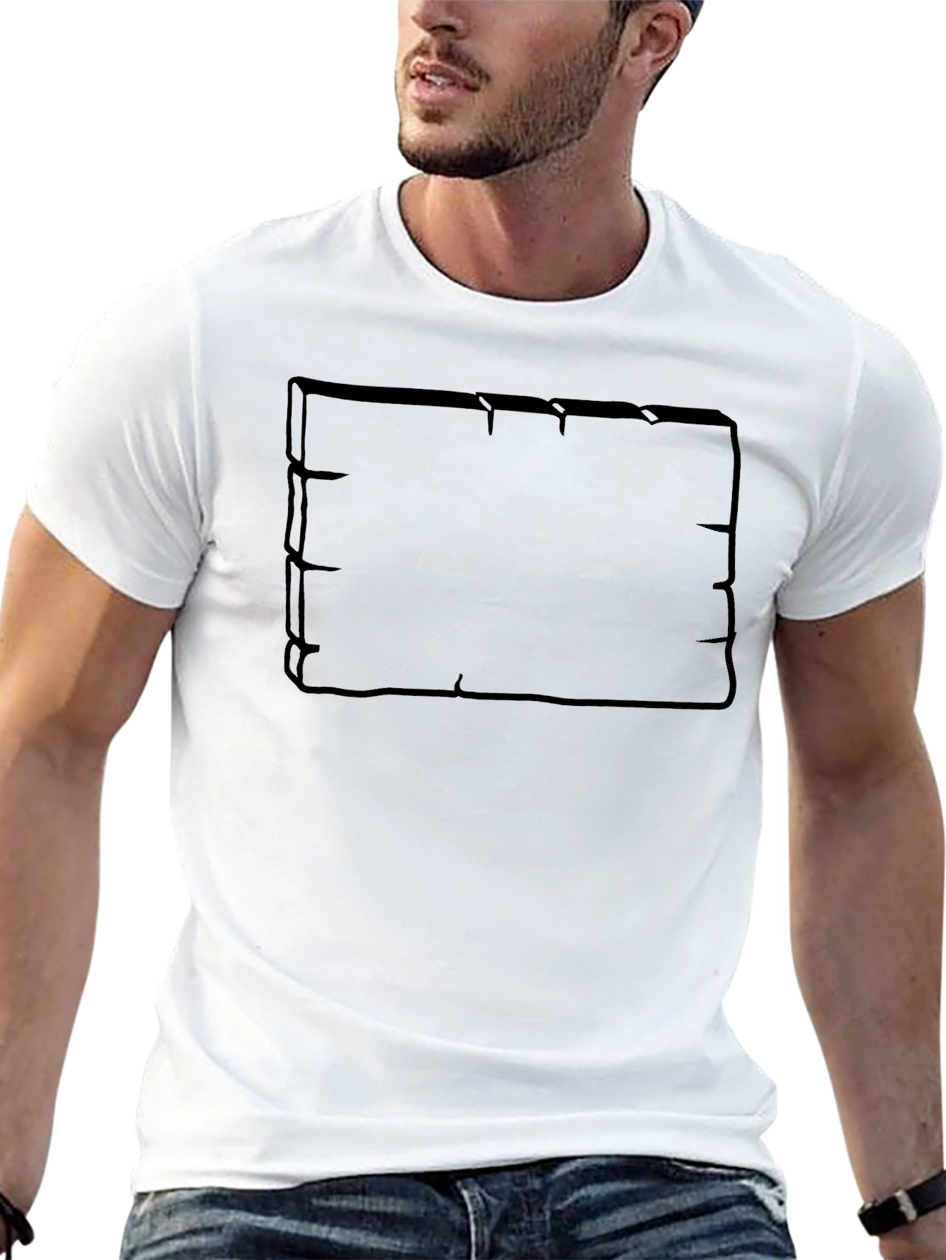 Mens Black Graphic T-Shirt - Wooden Board Design