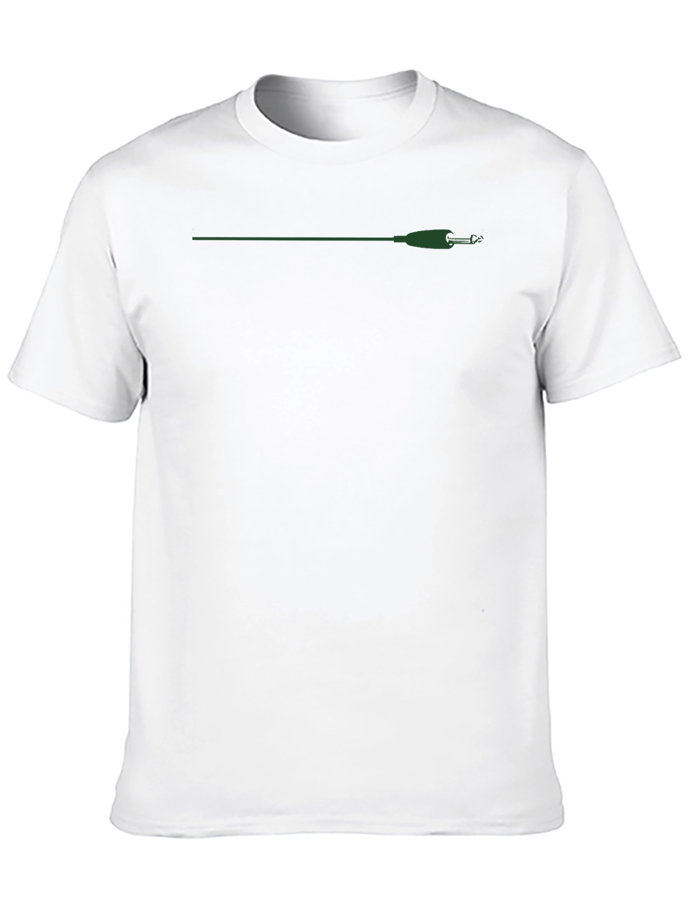 Black T-Shirt with Green Fishing Rod Graphic