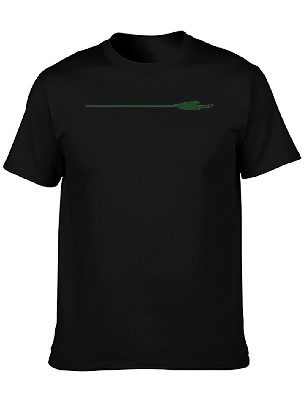 Black T-Shirt with Green Fishing Rod Graphic