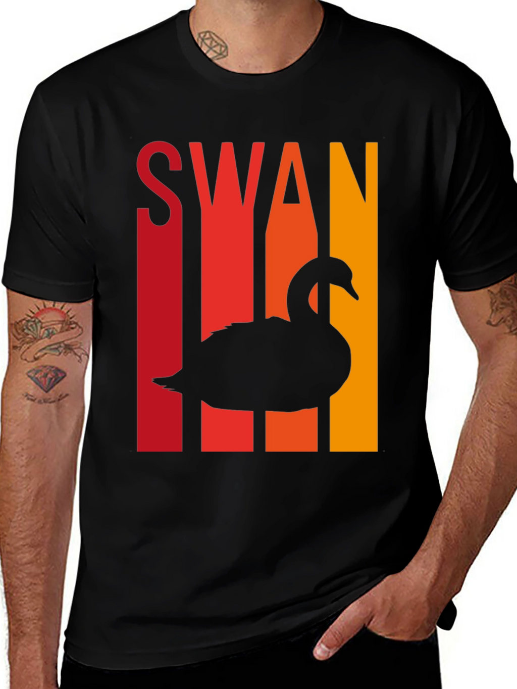 Retro Swan T-Shirt - Cool Bird Silhouette Tee