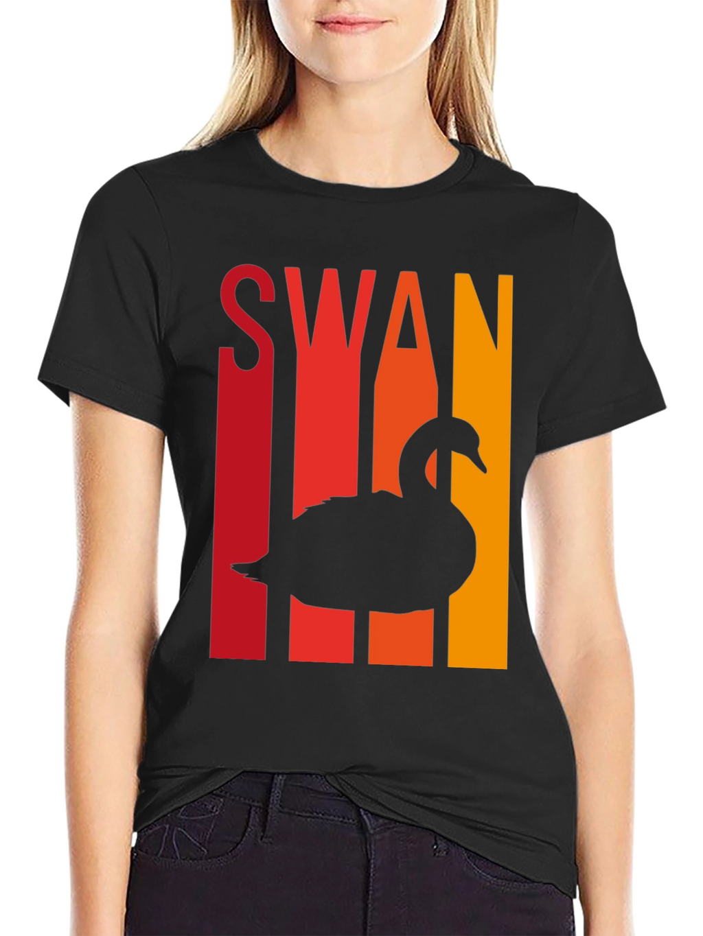 Retro Swan T-Shirt - Cool Bird Silhouette Tee