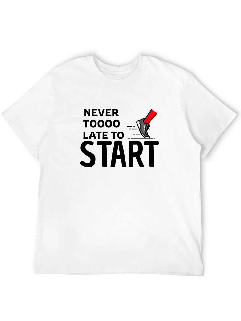Never Too Late to Start Black Graphic Tee