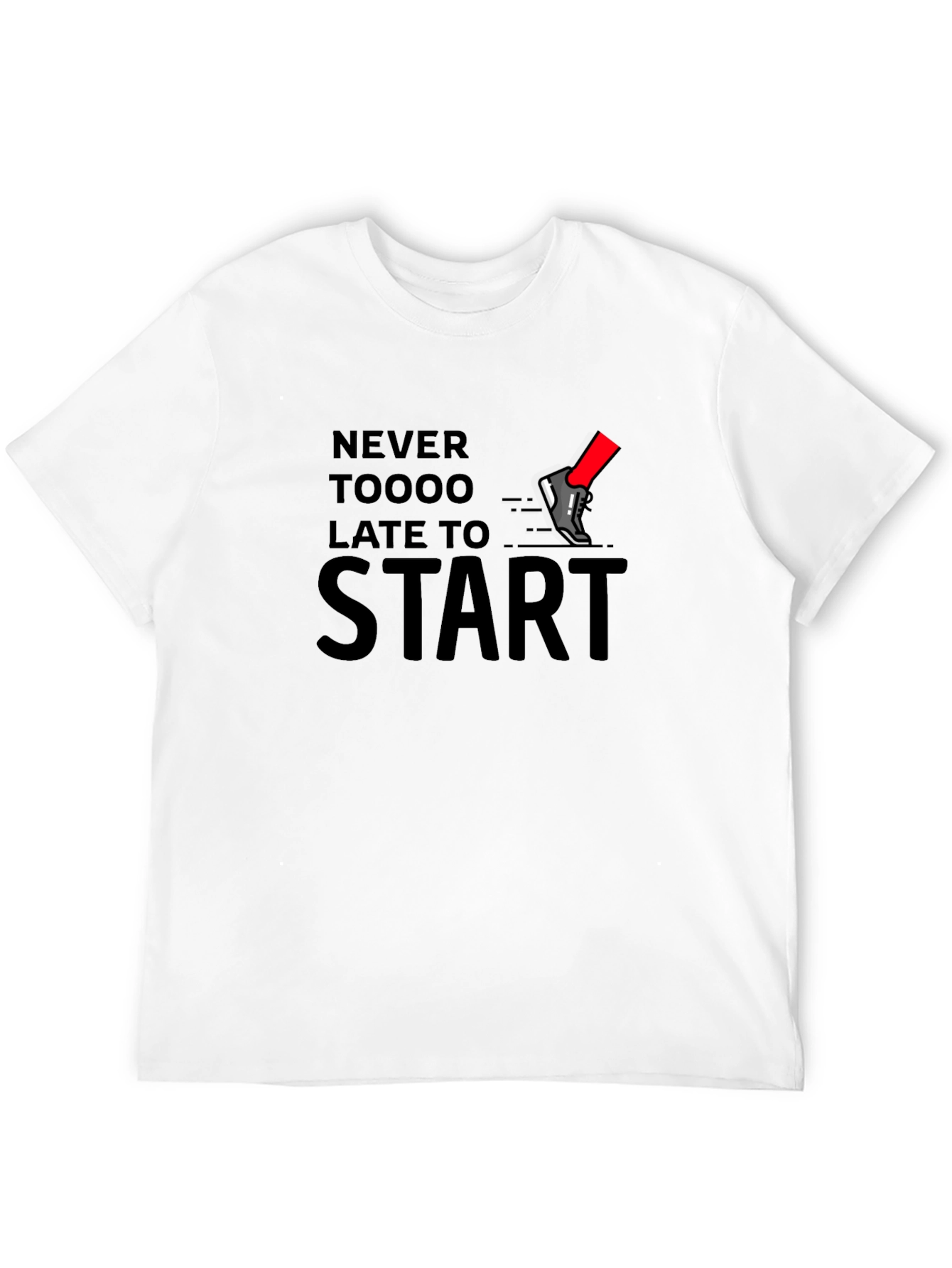 Never Too Late to Start Black Graphic Tee