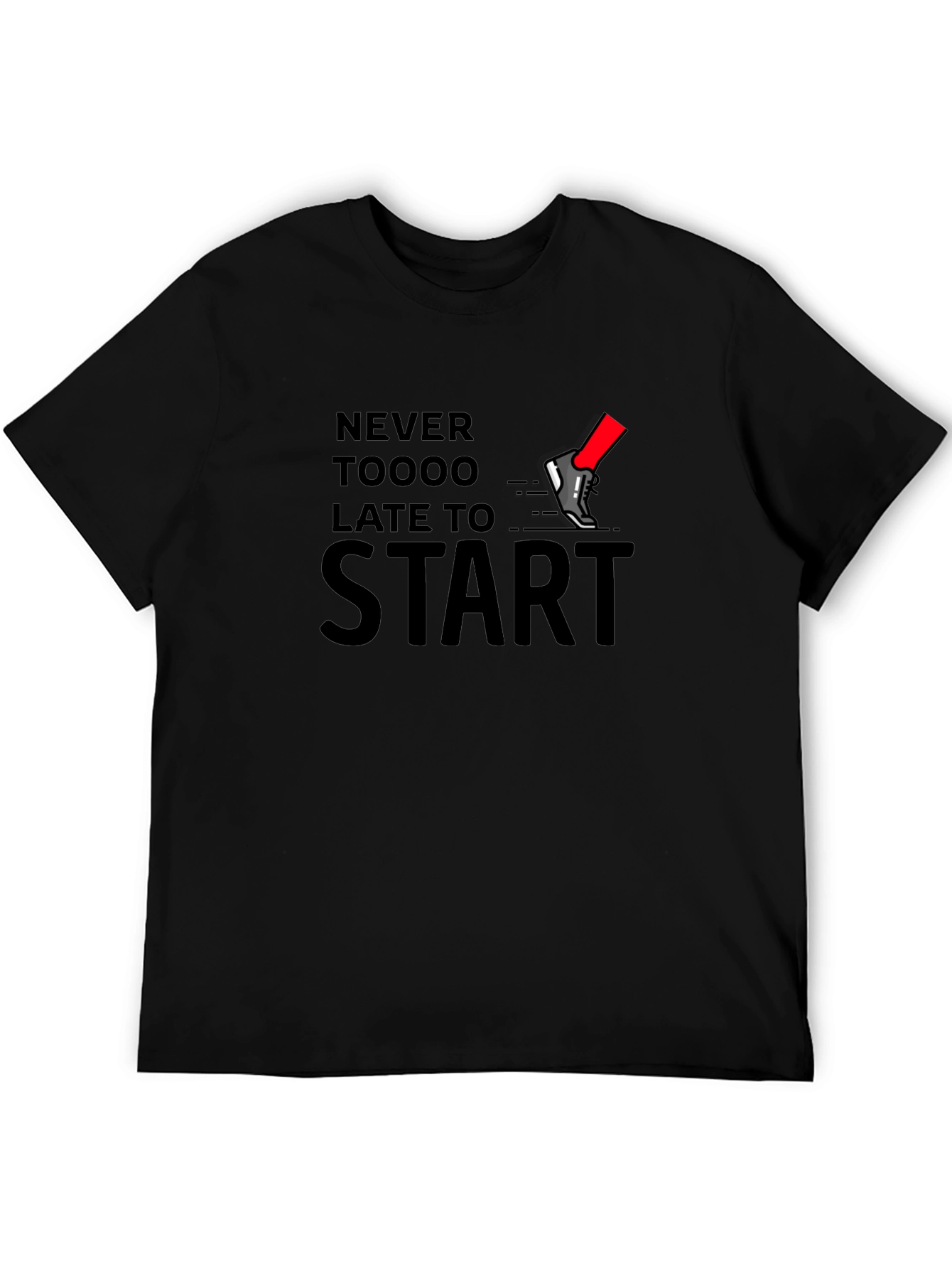 Never Too Late to Start Black Graphic Tee