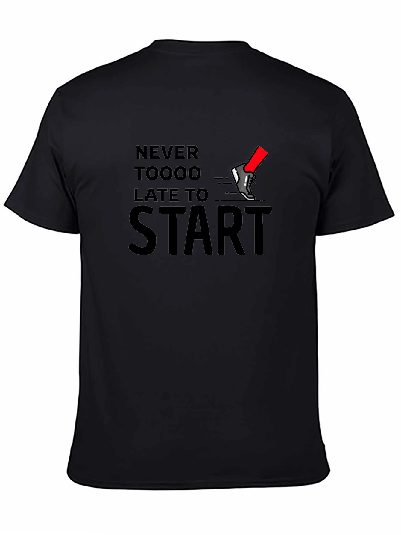 Never Too Late to Start Black Graphic Tee