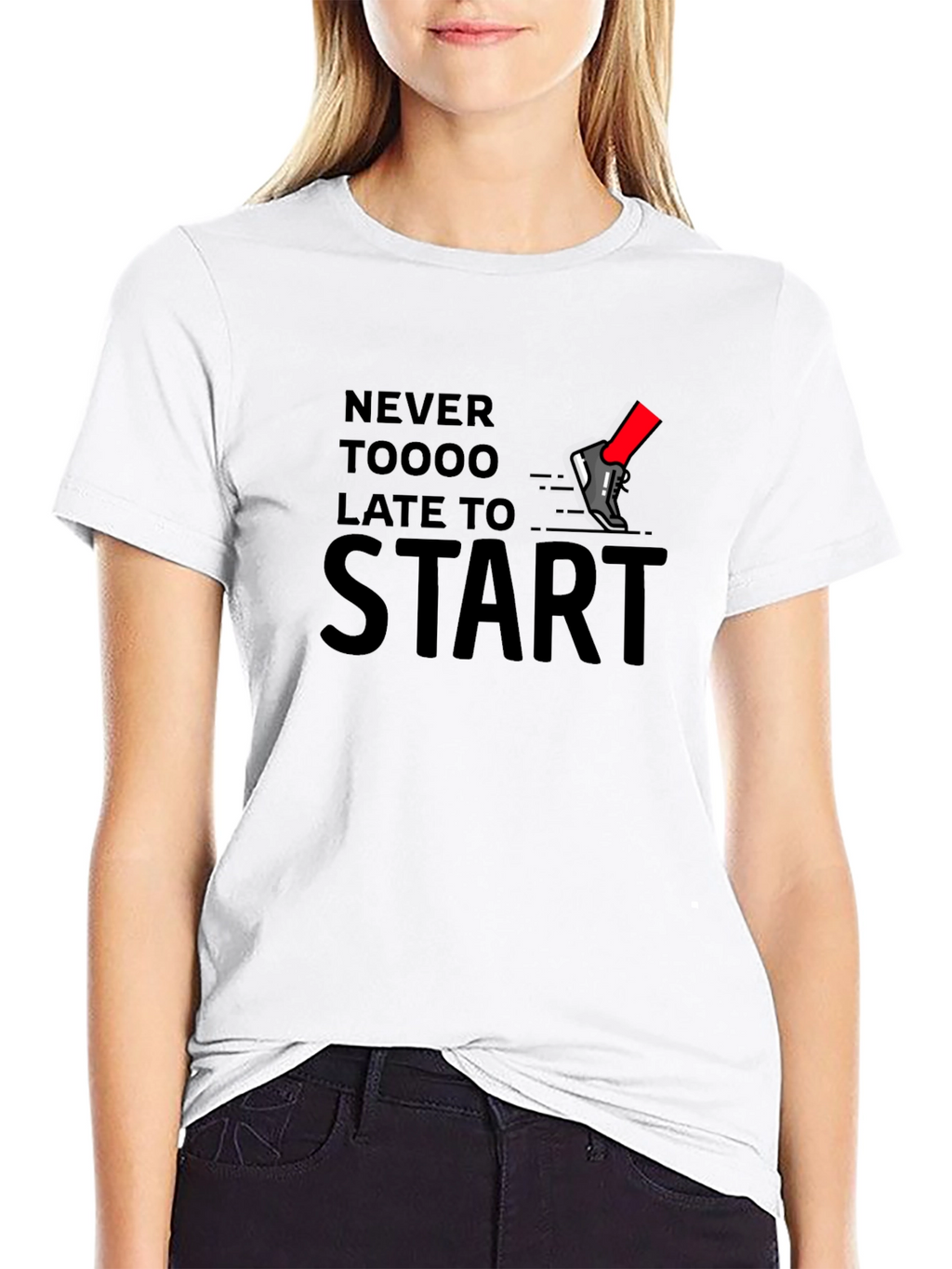 Never Too Late to Start Black Graphic Tee