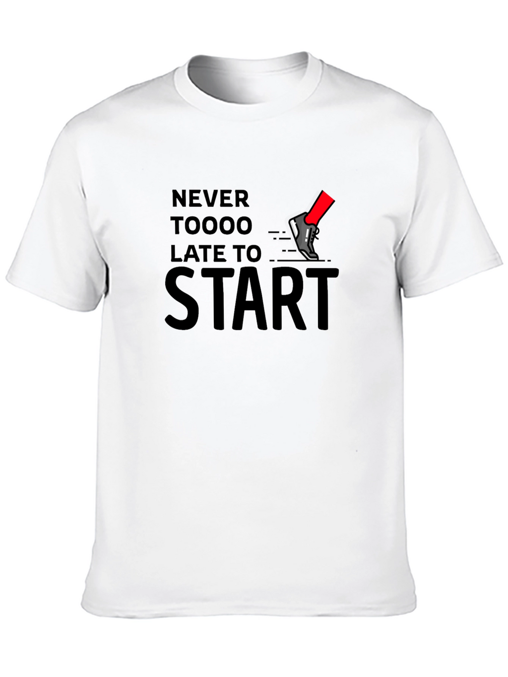 Never Too Late to Start Black Graphic Tee