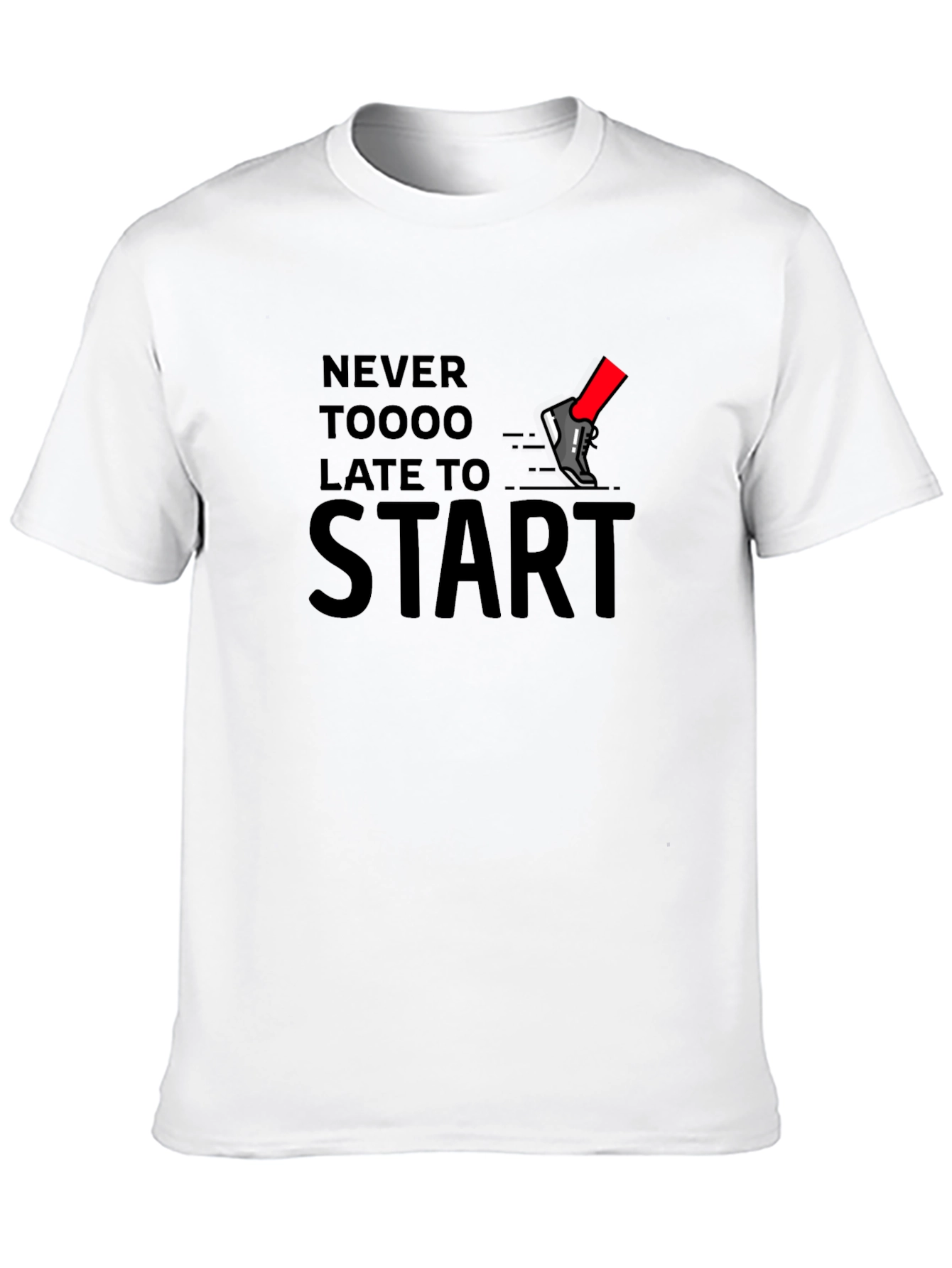 Never Too Late to Start Black Graphic Tee