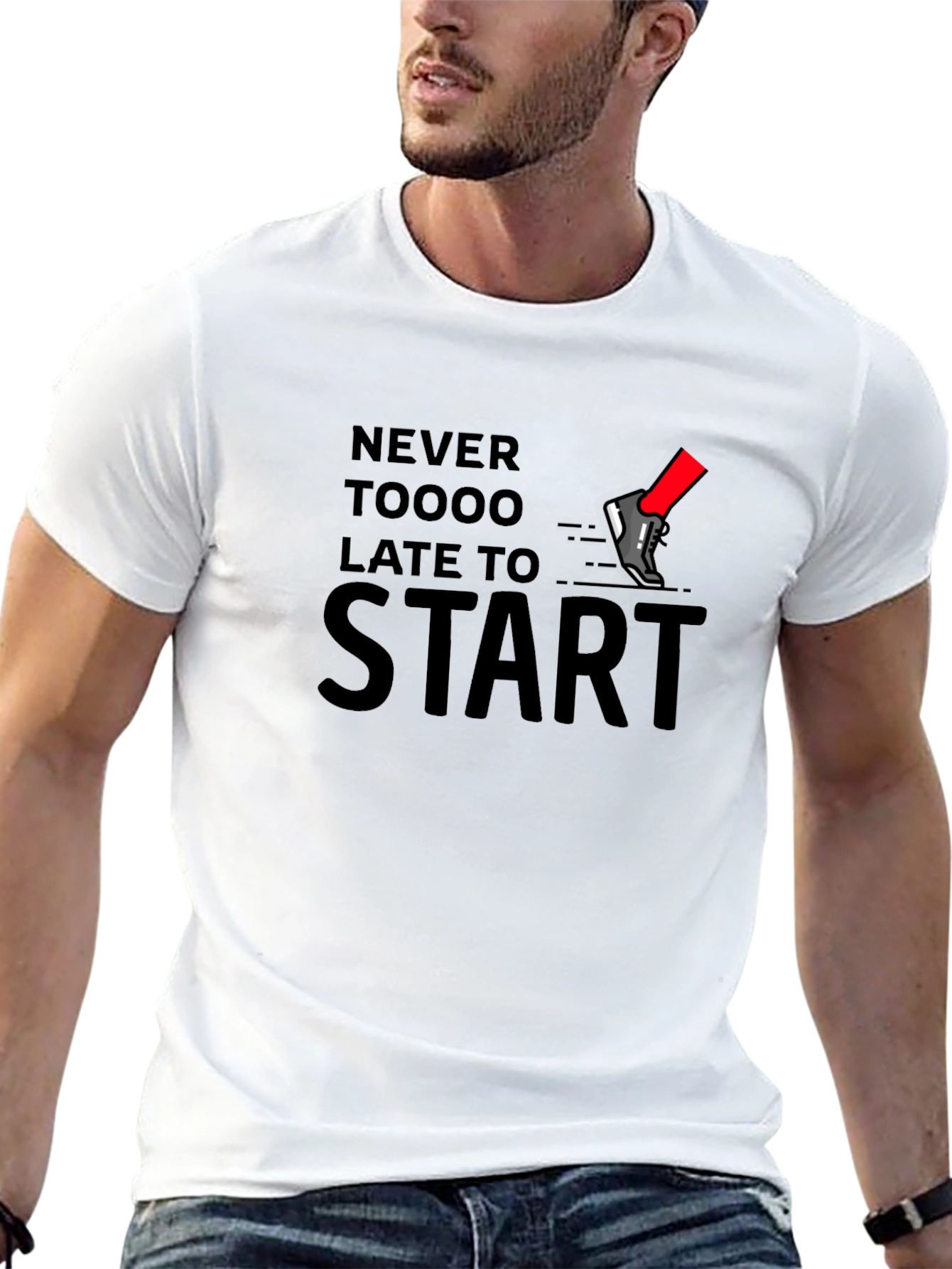 Never Too Late to Start Black Graphic Tee