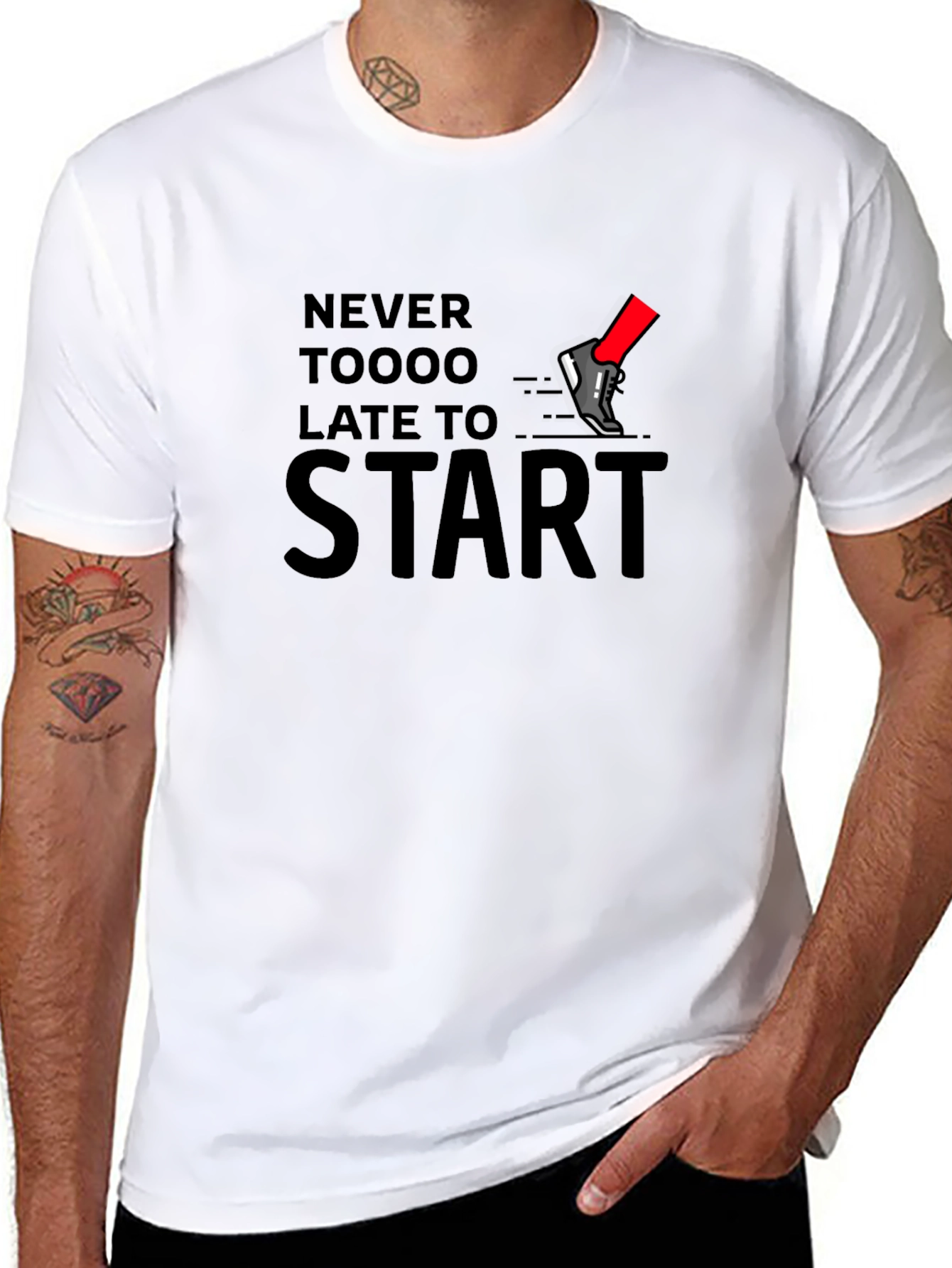 Never Too Late to Start Black Graphic Tee
