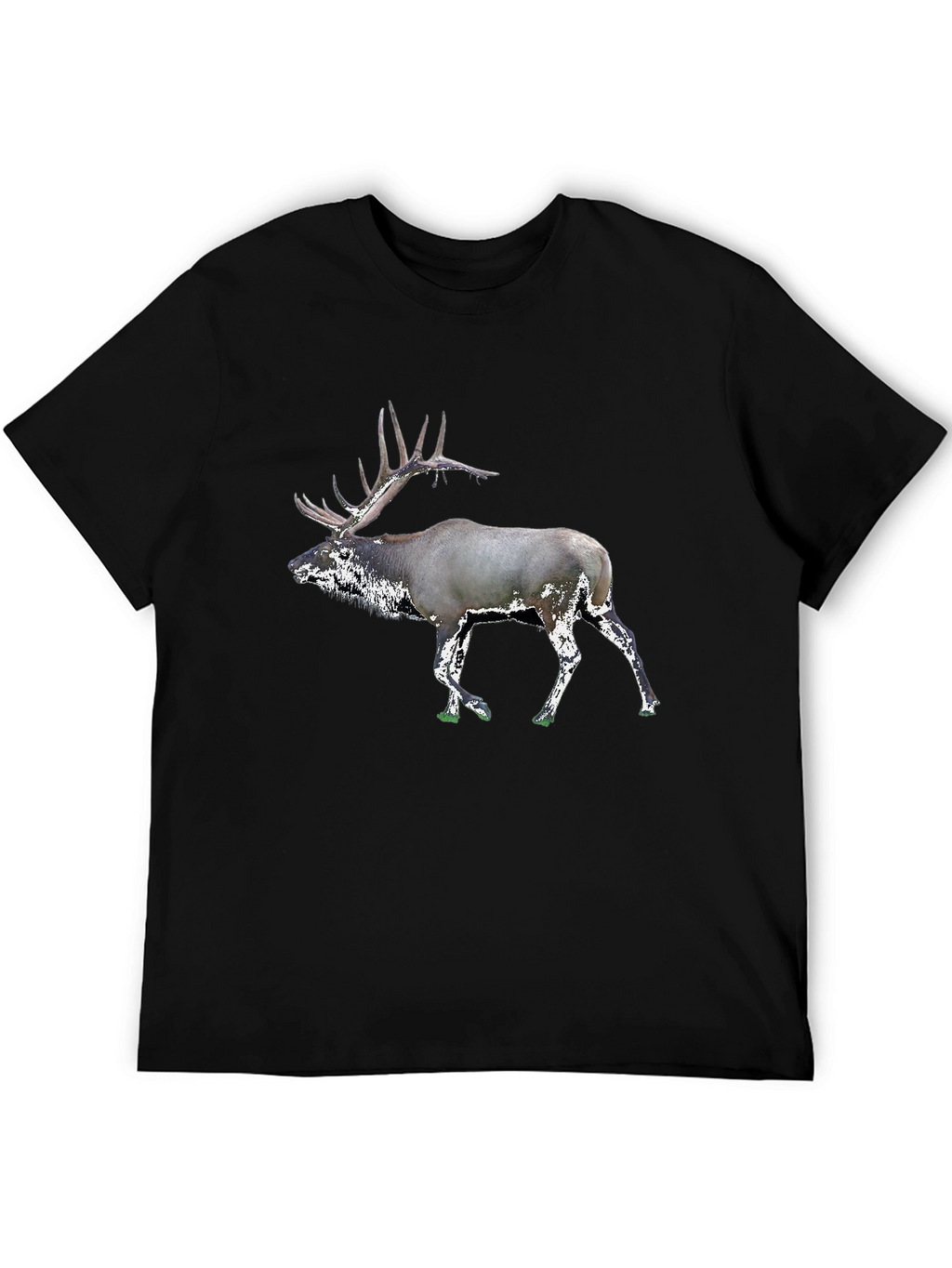 Elk Graphic Tee - Black Casual T-Shirt