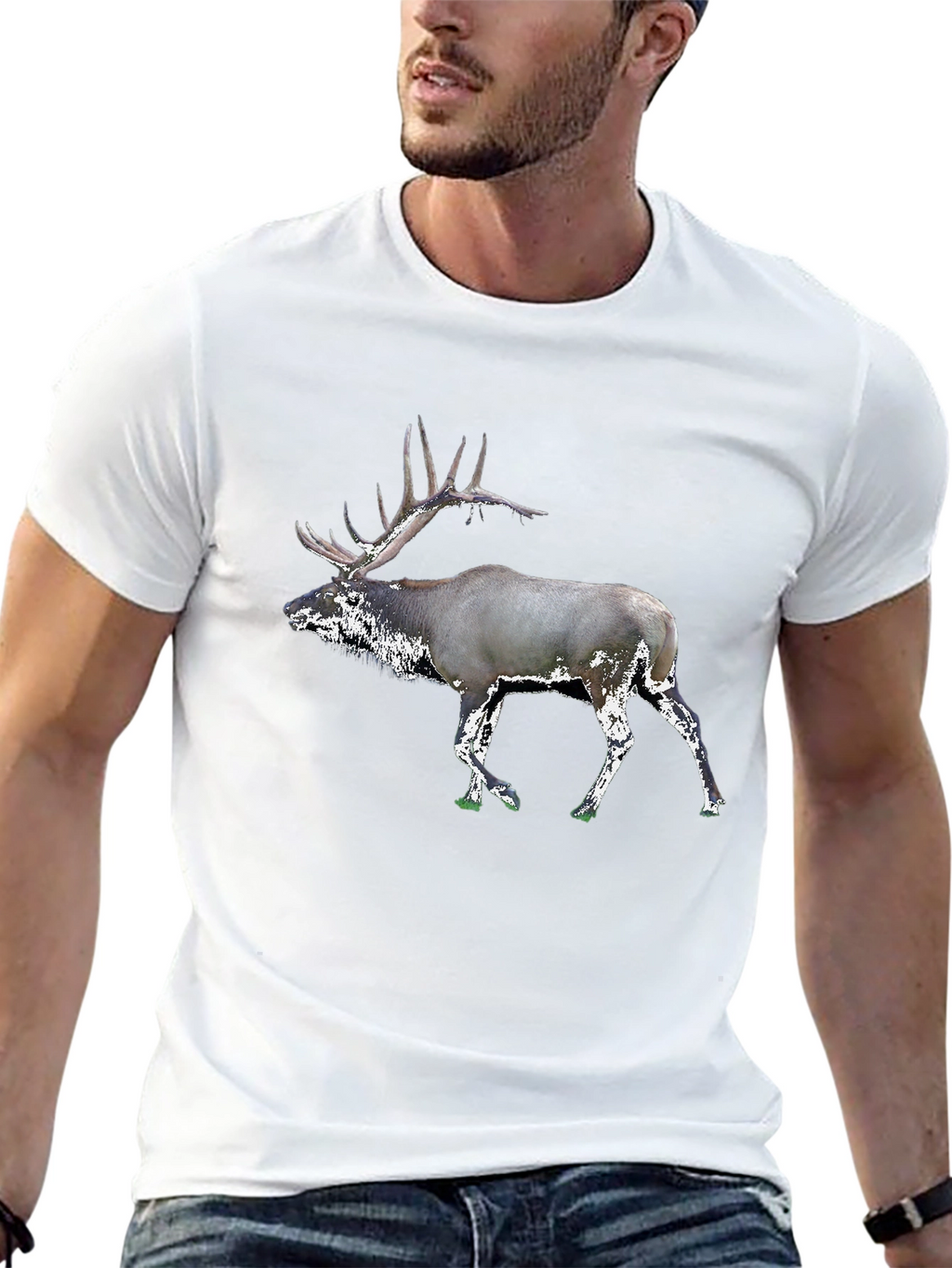 Elk Graphic Tee - Black Casual T-Shirt
