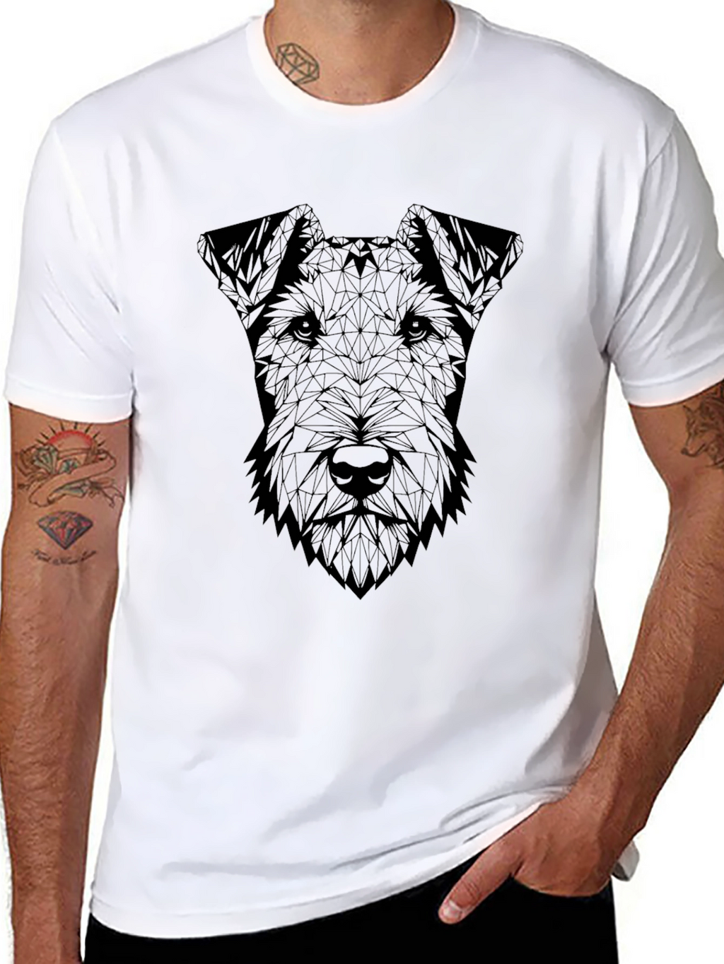 Geometric Dog Graphic Tee - Modern Style