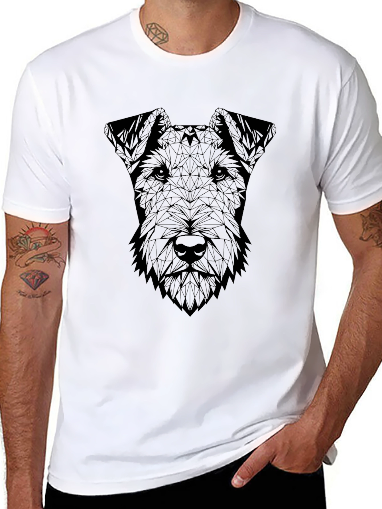 Geometric Dog Graphic Tee - Modern Style