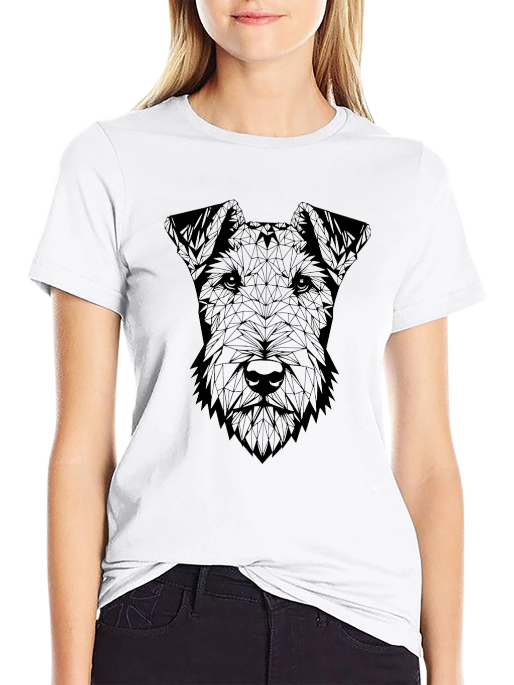 Geometric Dog Graphic Tee - Modern Style