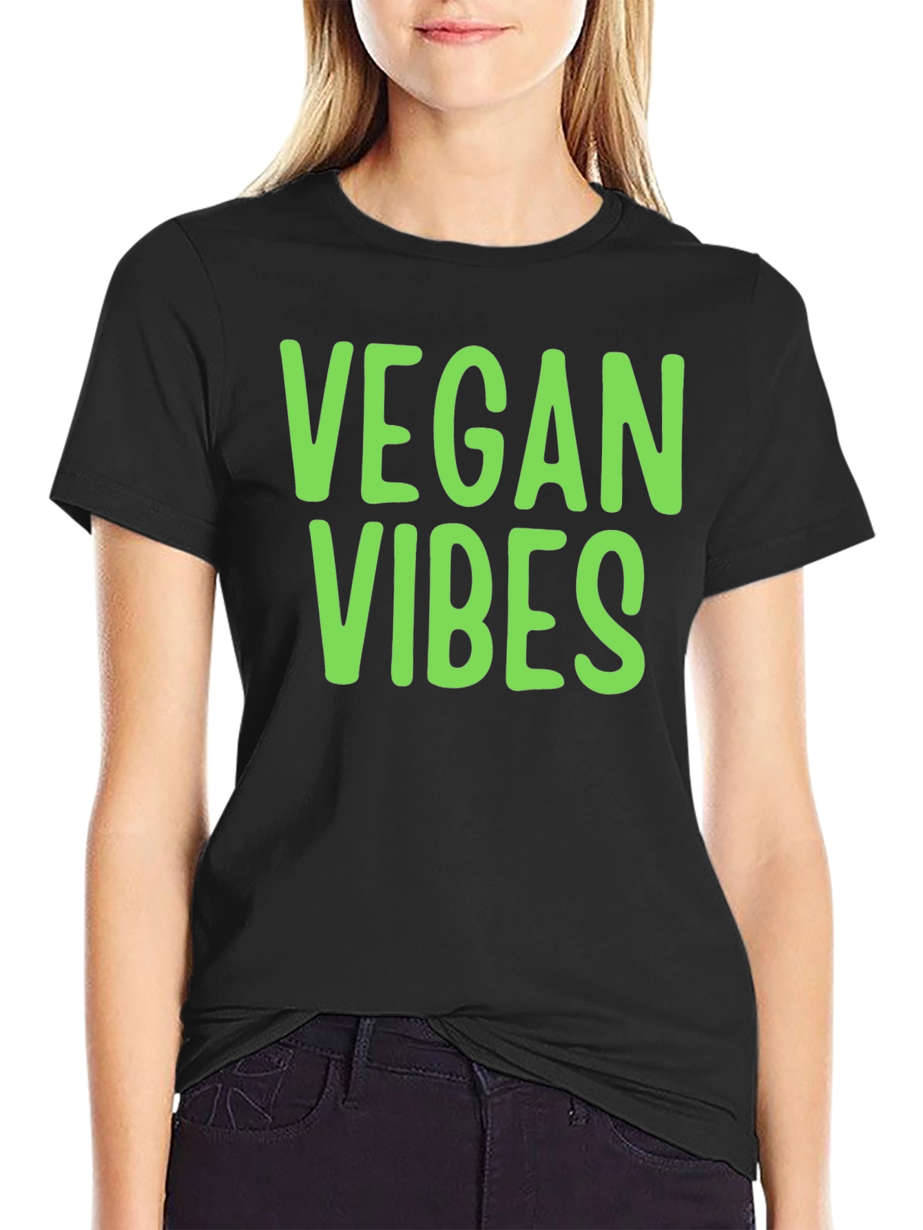 Vegan Vibes T-Shirt - Black Casual Style