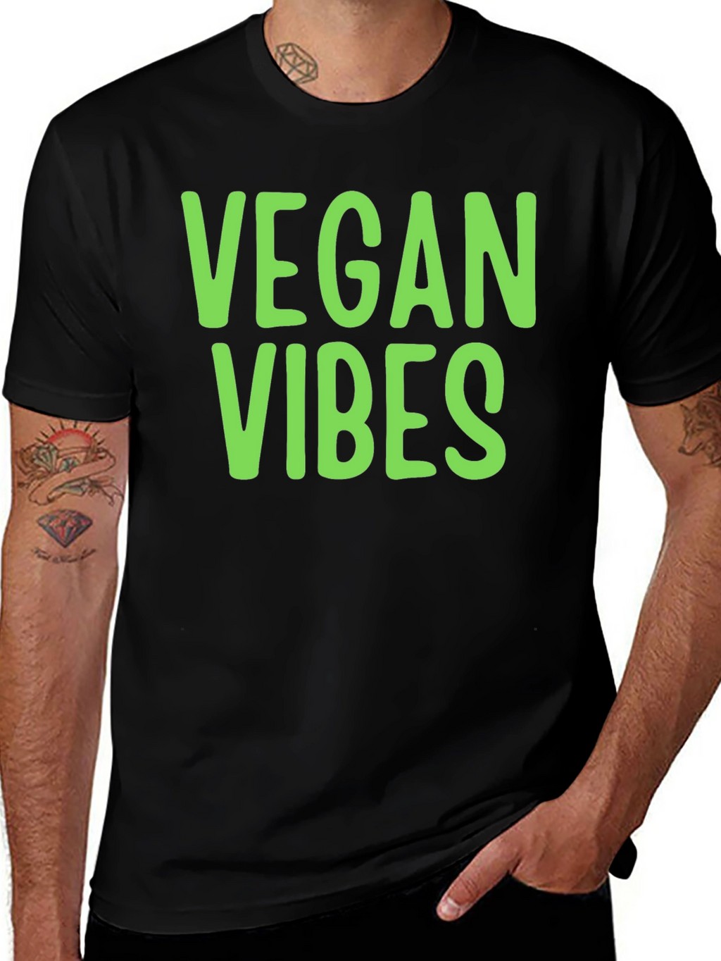 Vegan Vibes T-Shirt - Black Casual Style