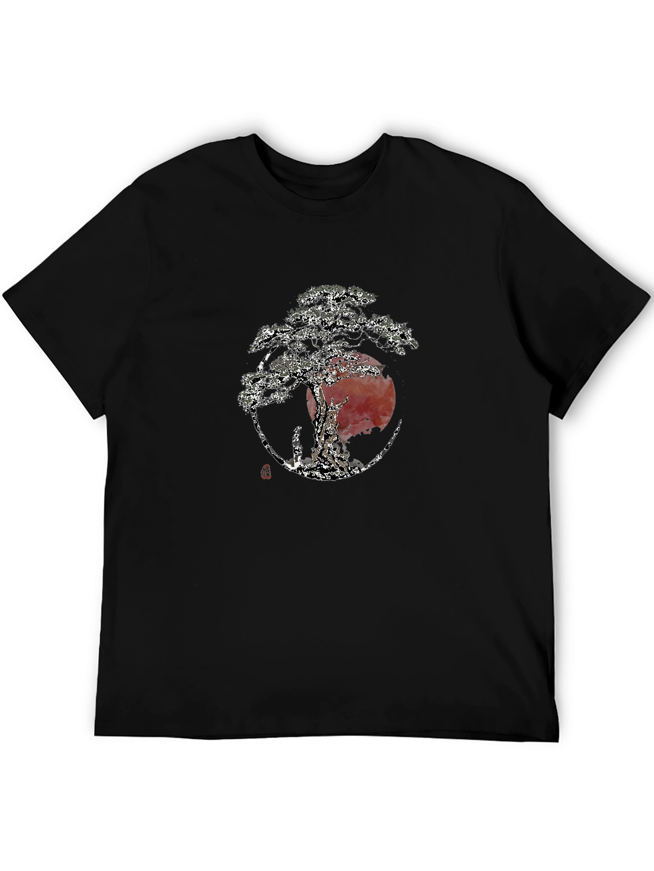 Bonsai Tree Graphic Tee - Zen Style Black T-Shirt