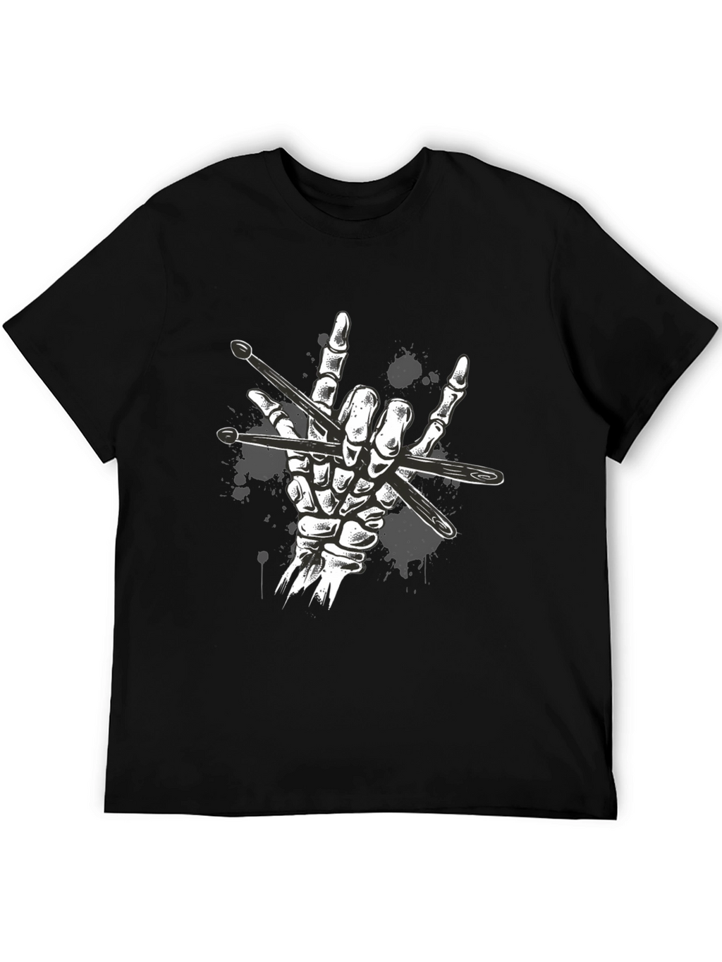 Rock Hand Drummer T-Shirt - Skeleton Drumsticks Music Tee