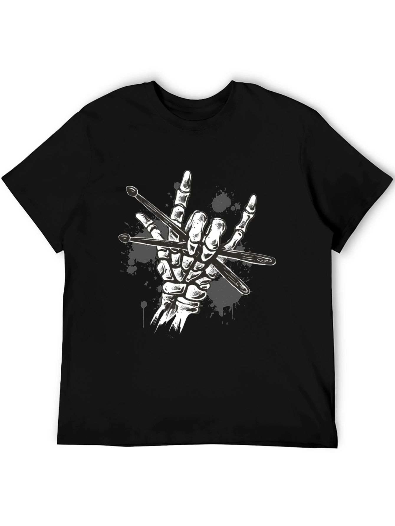 Rock Hand Drummer T-Shirt - Skeleton Drumsticks Music Tee