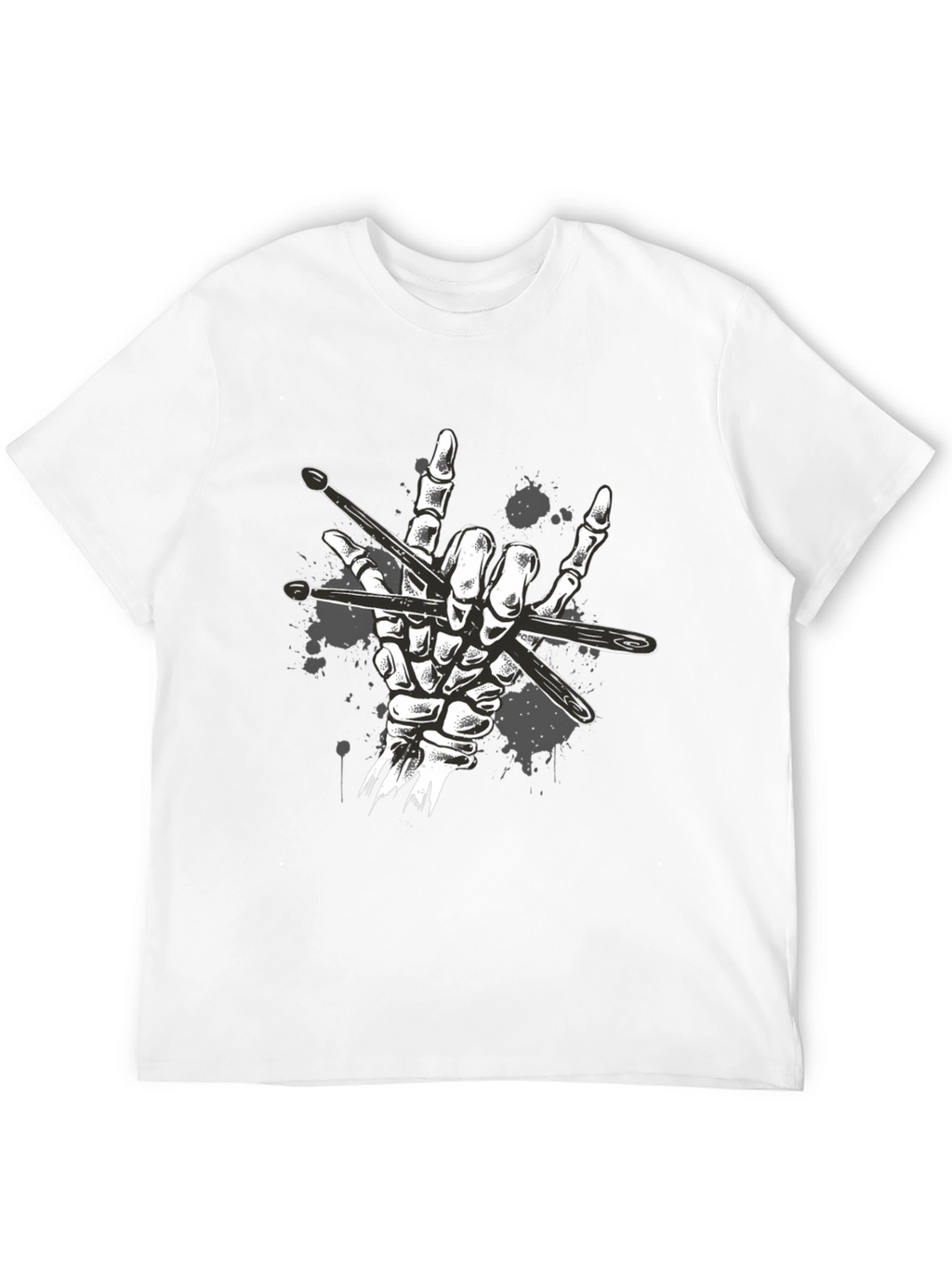 Rock Hand Drummer T-Shirt - Skeleton Drumsticks Music Tee