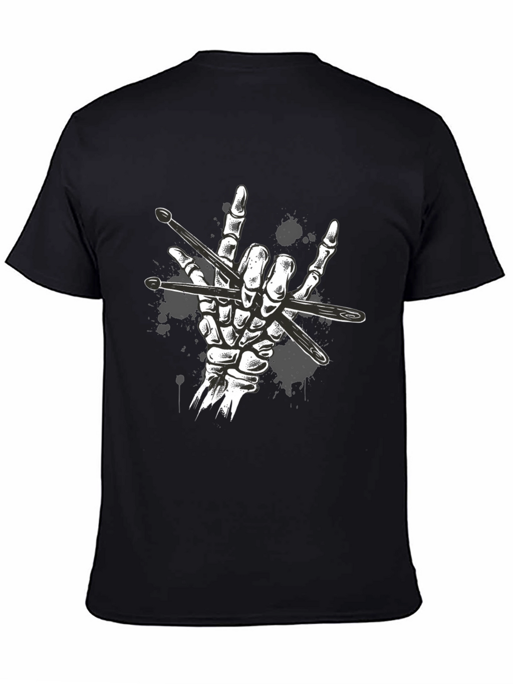 Rock Hand Drummer T-Shirt - Skeleton Drumsticks Music Tee