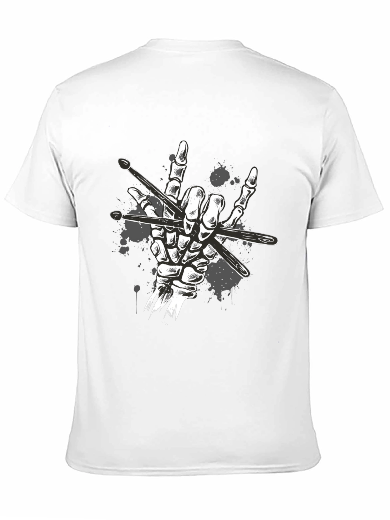 Rock Hand Drummer T-Shirt - Skeleton Drumsticks Music Tee