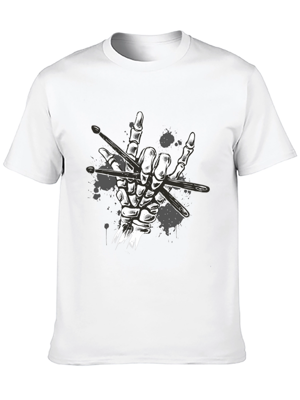 Rock Hand Drummer T-Shirt - Skeleton Drumsticks Music Tee