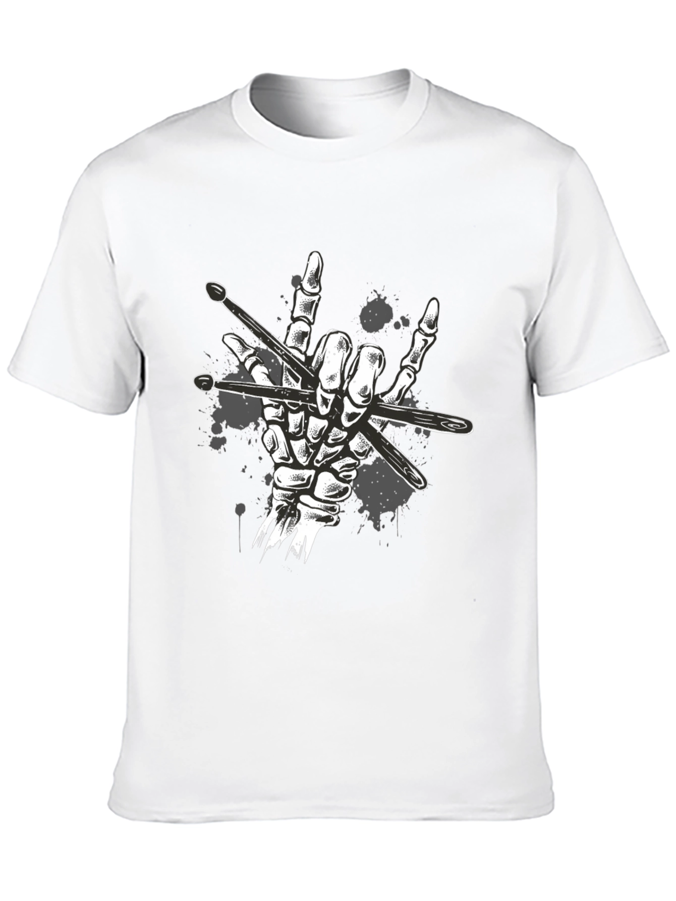 Rock Hand Drummer T-Shirt - Skeleton Drumsticks Music Tee