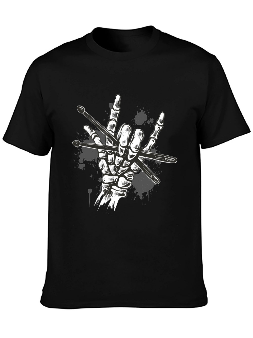 Rock Hand Drummer T-Shirt - Skeleton Drumsticks Music Tee