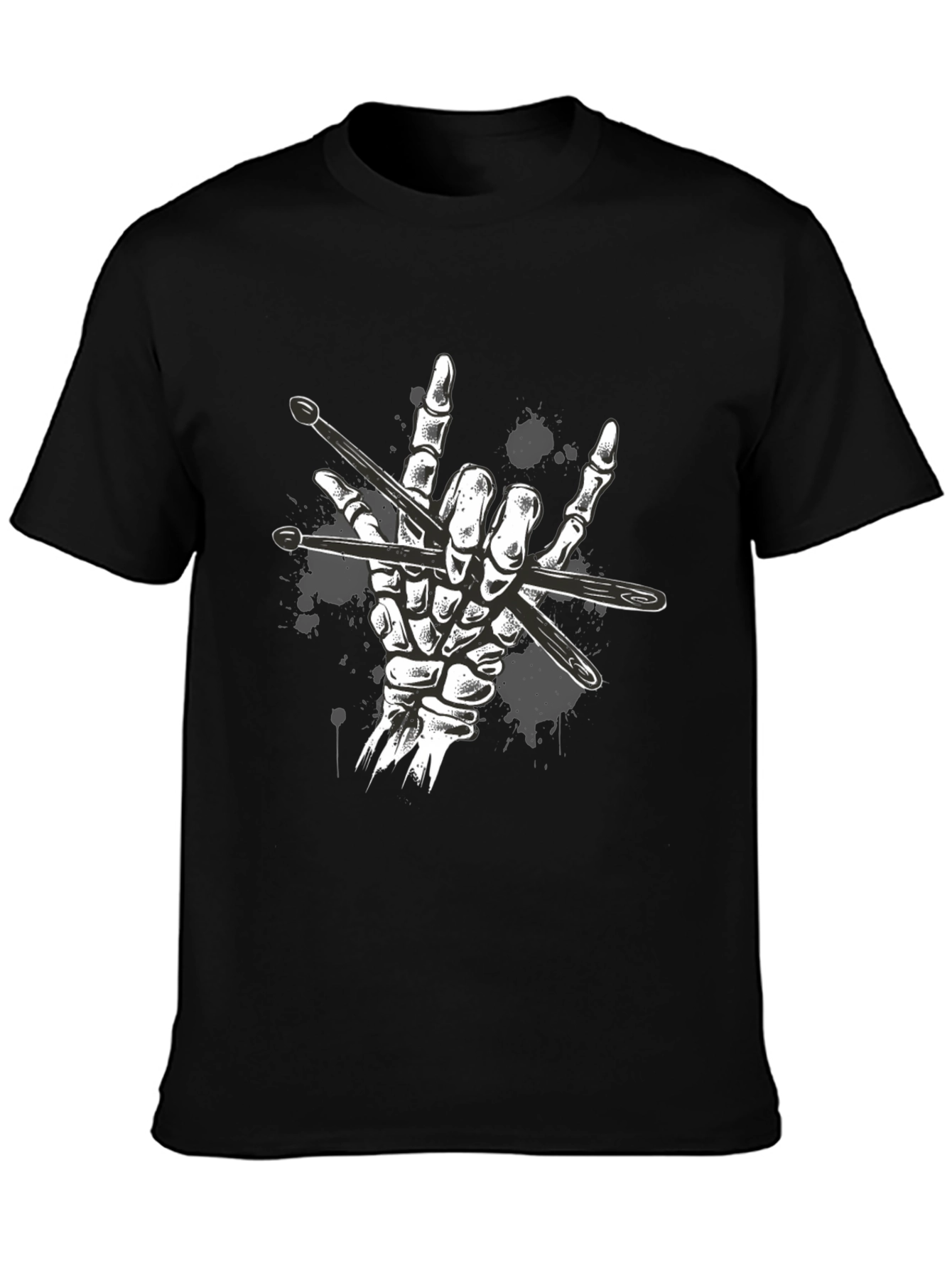 Rock Hand Drummer T-Shirt - Skeleton Drumsticks Music Tee