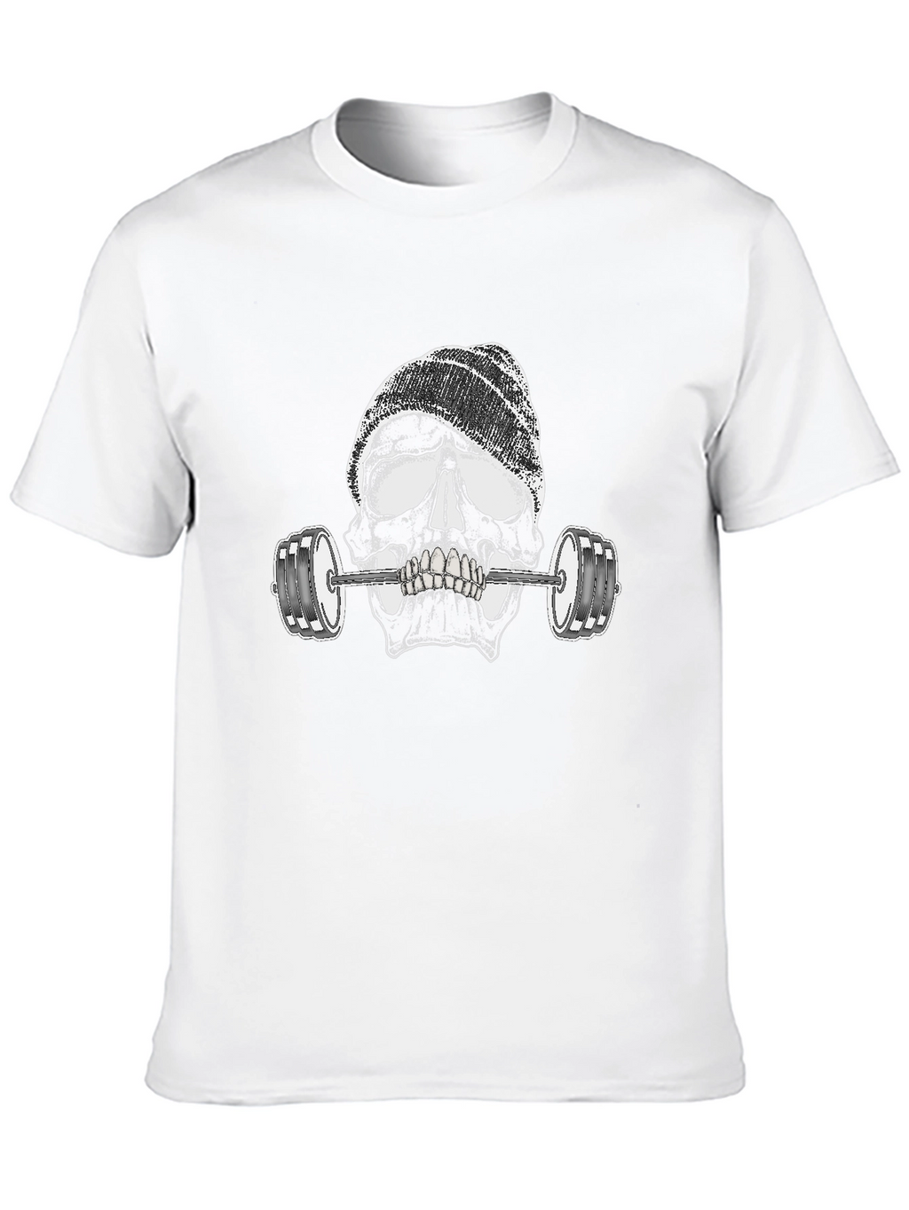 Skull Lifting Weights Graphic Black T-Shirt