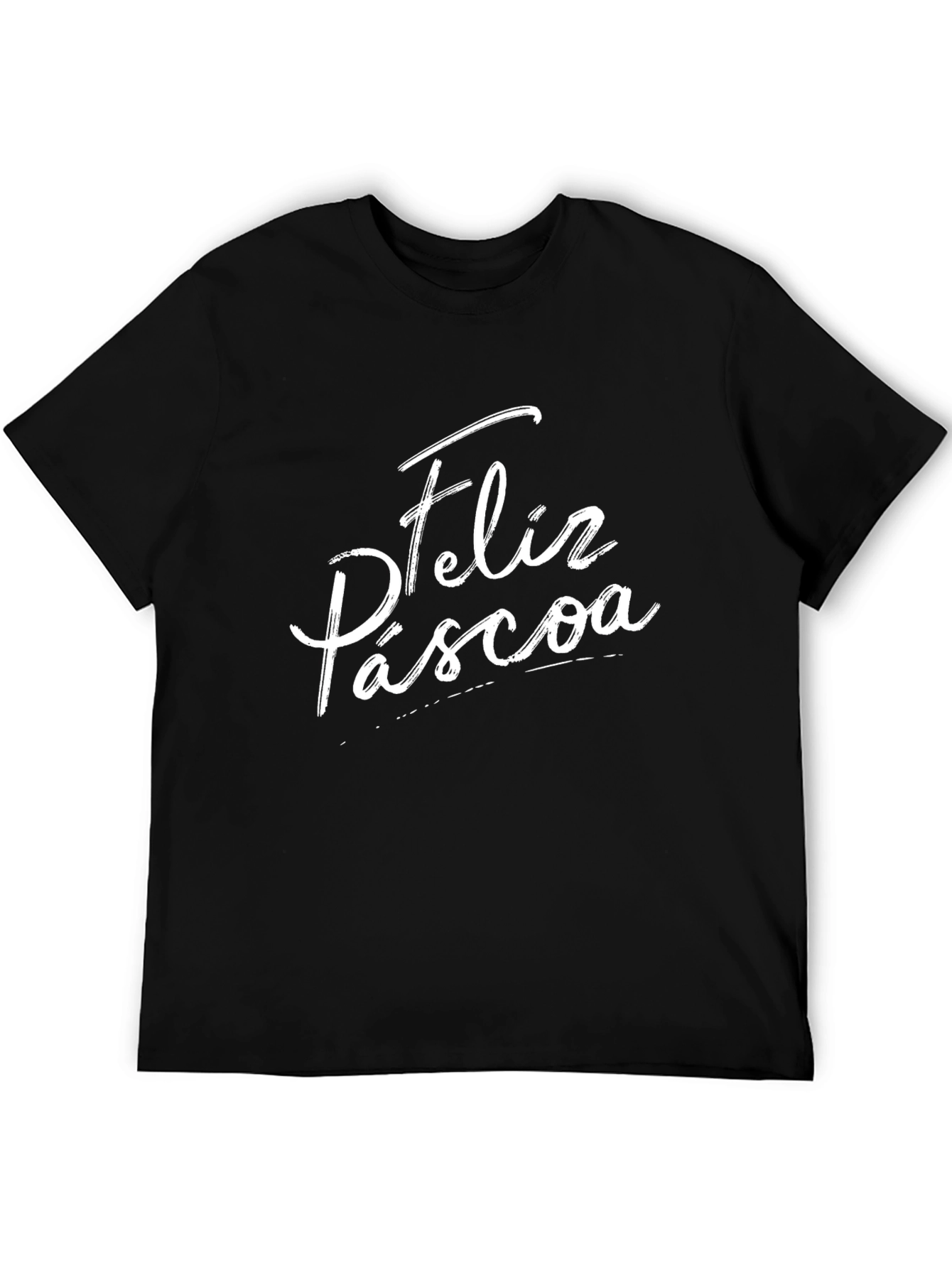 Feliz Pascoa Easter T-Shirt - Stylish Black Crew Neck Tee
