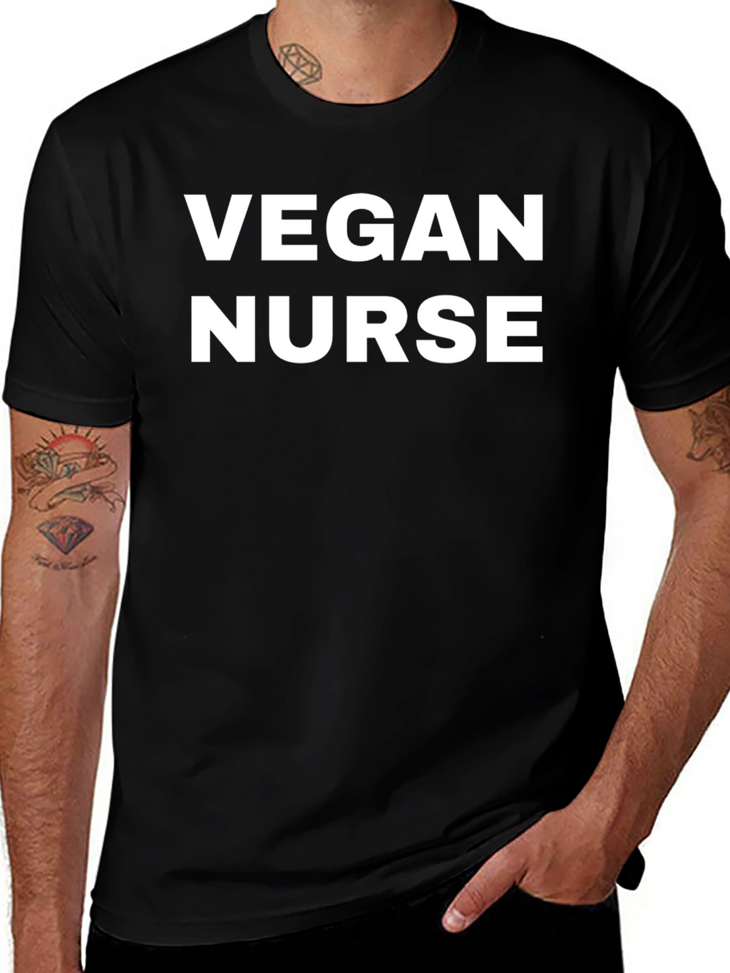 Vegan Nurse T-Shirt - Black Cotton Tee