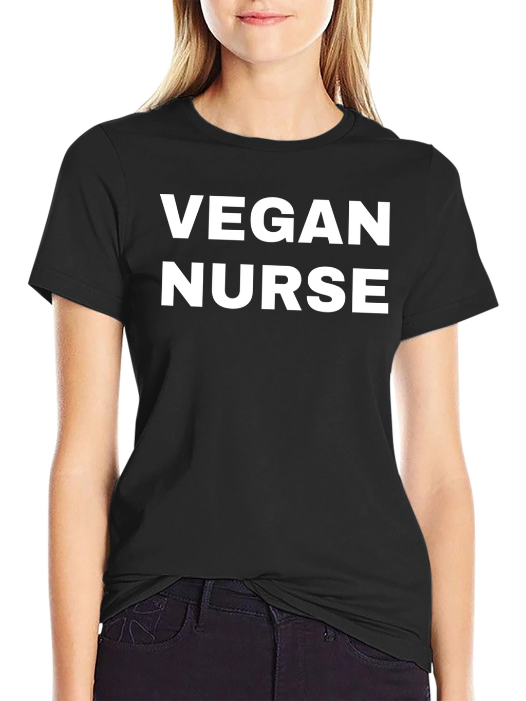 Vegan Nurse T-Shirt - Black Cotton Tee