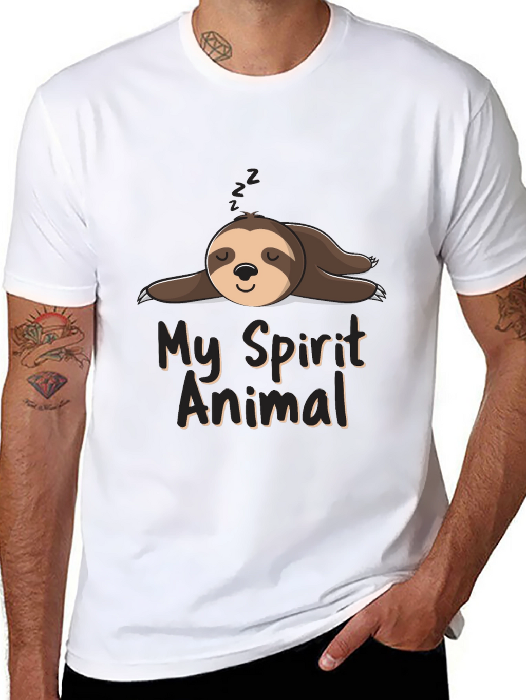 Lazy Sloth Spirit Animal Black T-Shirt