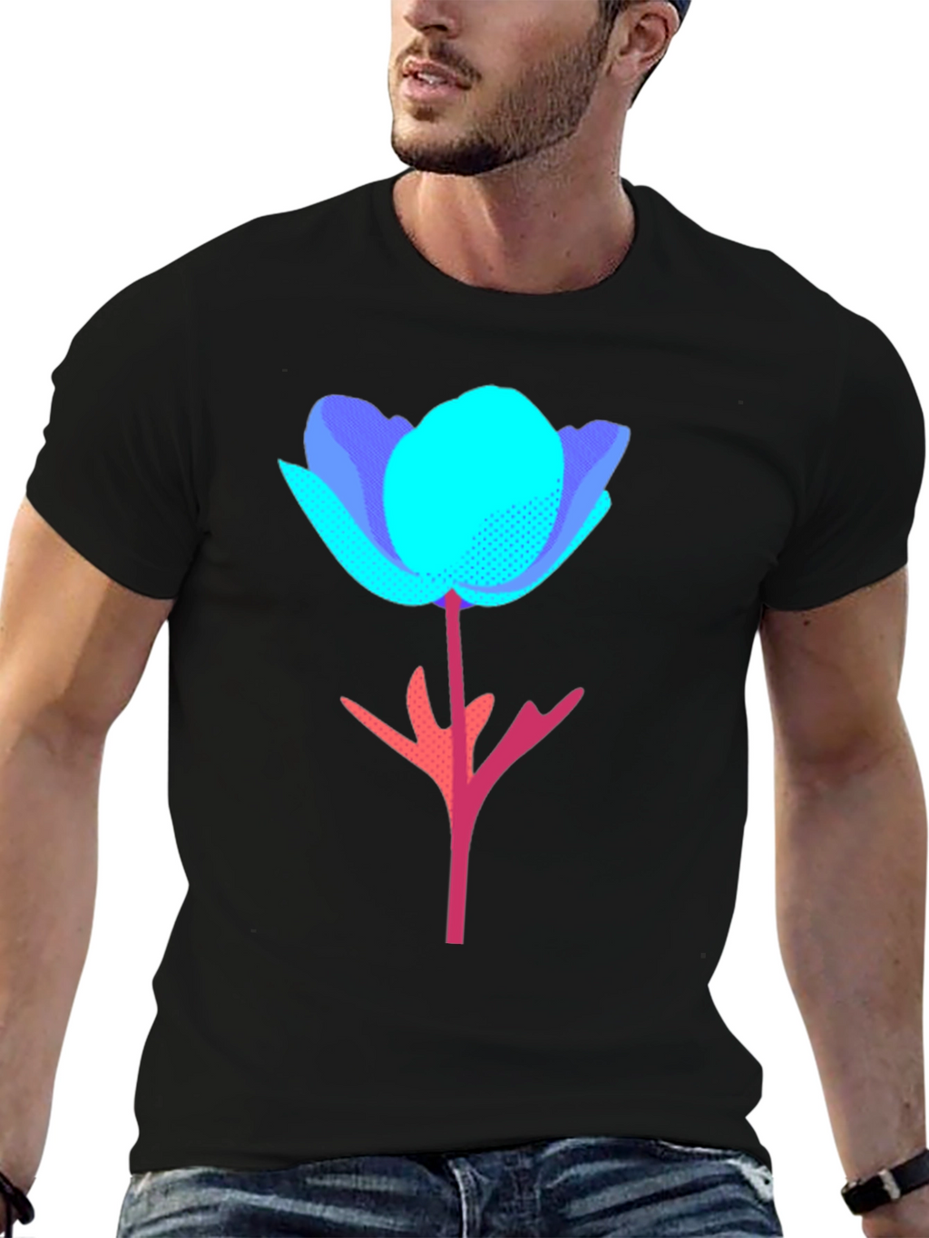 Abstract Floral Graphic Tee - Modern Design T-Shirt
