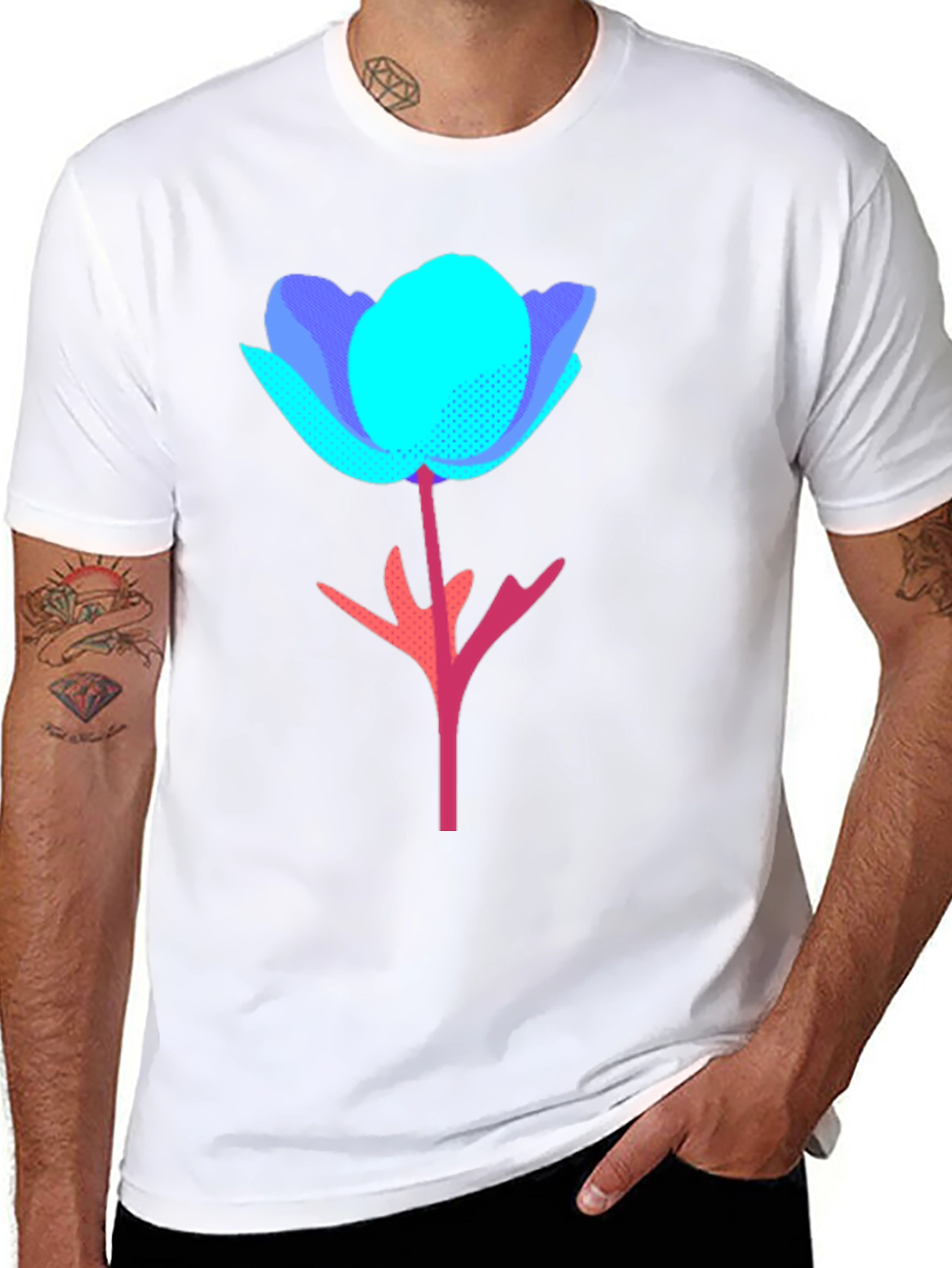 Abstract Floral Graphic Tee - Modern Design T-Shirt