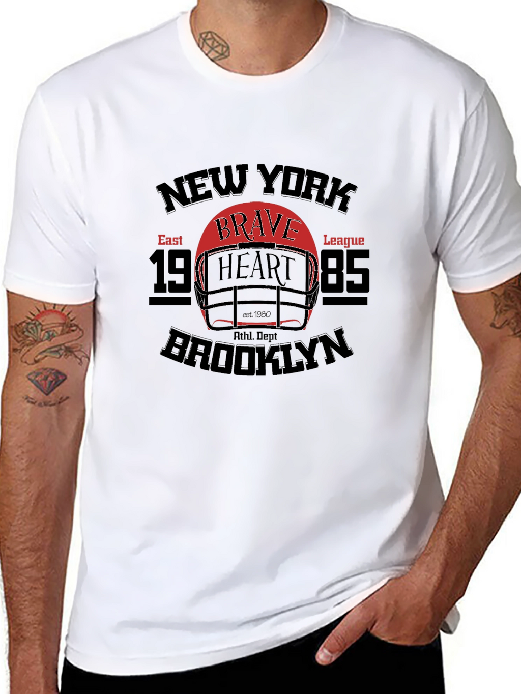 New York Brooklyn Brave Heart Football T-Shirt