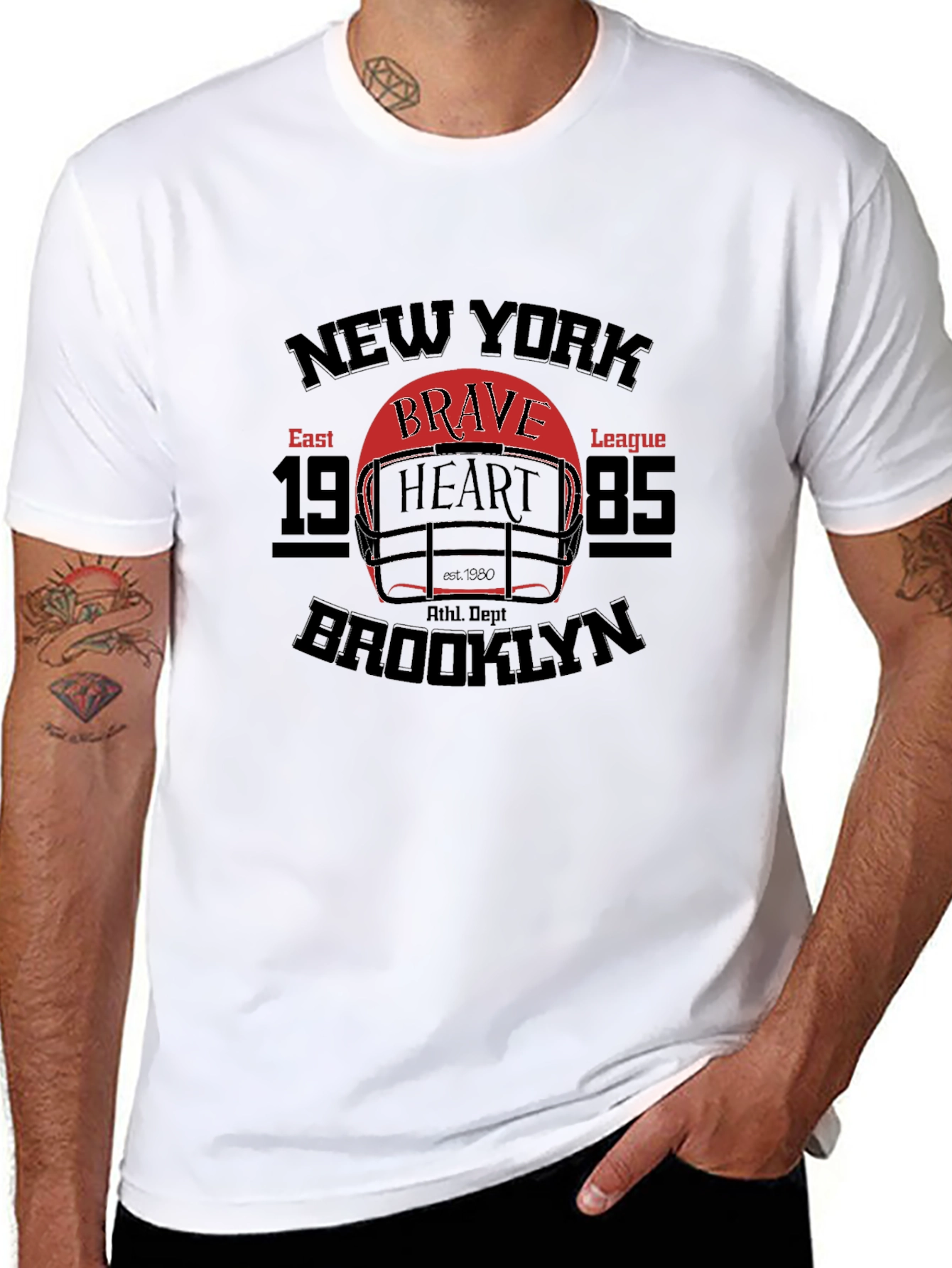 New York Brooklyn Brave Heart Football T-Shirt