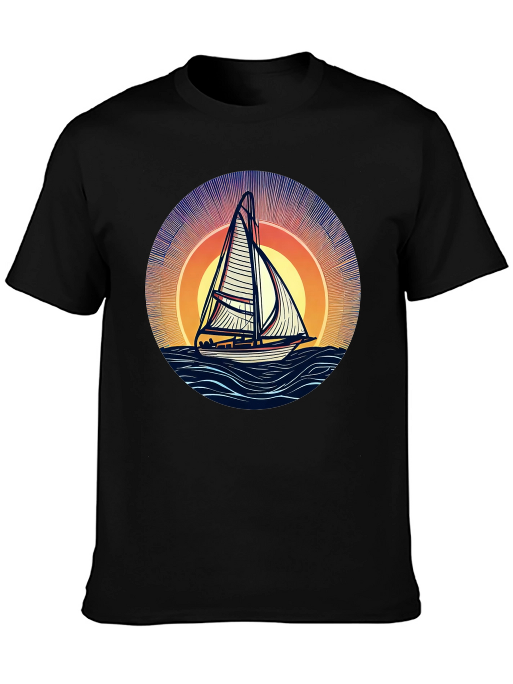 Sailing at Sunset Black T-Shirt
