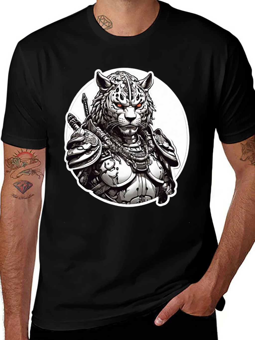Tiger Samurai Black T-Shirt