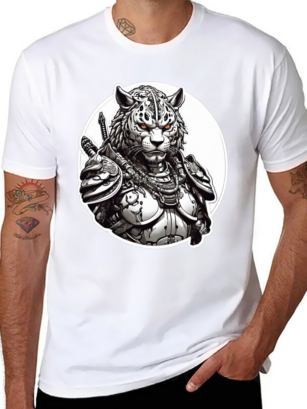 Tiger Samurai Black T-Shirt