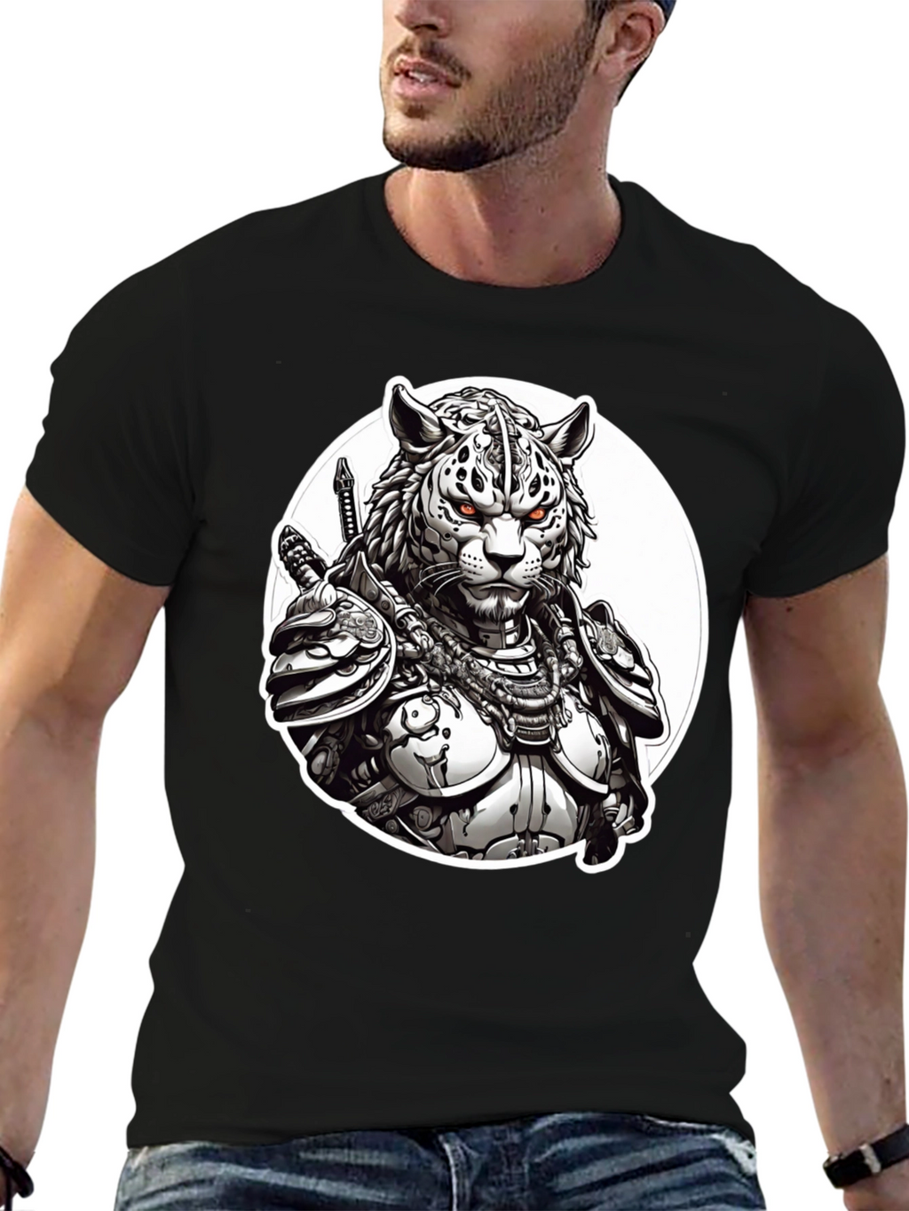 Tiger Samurai Black T-Shirt
