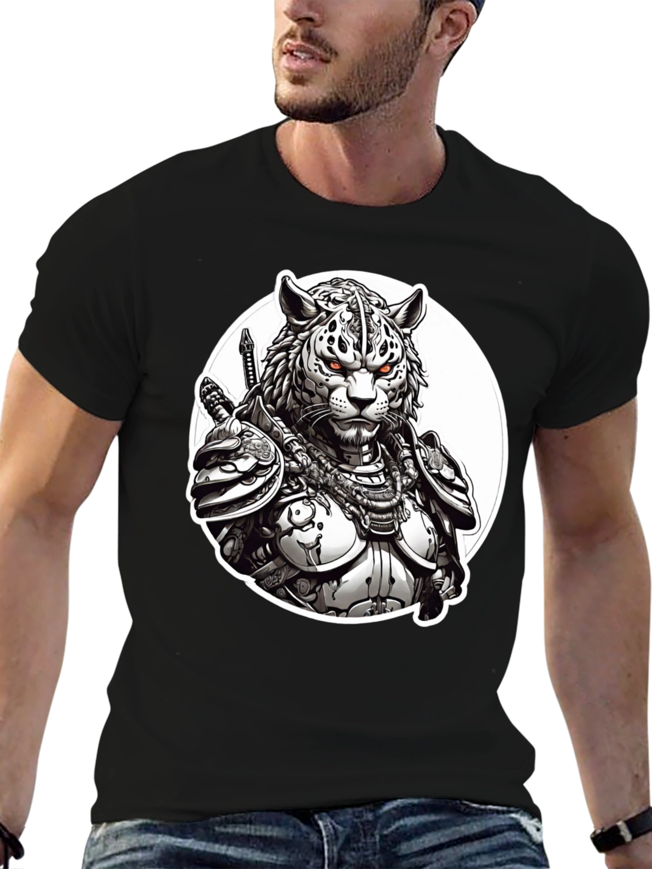 Tiger Samurai Black T-Shirt