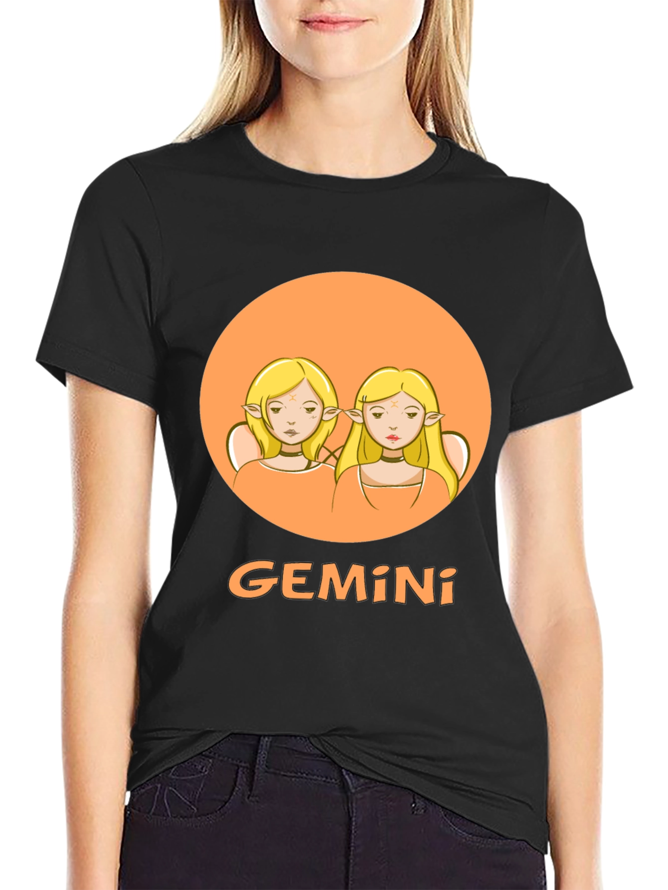 Gemini Zodiac Graphic Tee - Black